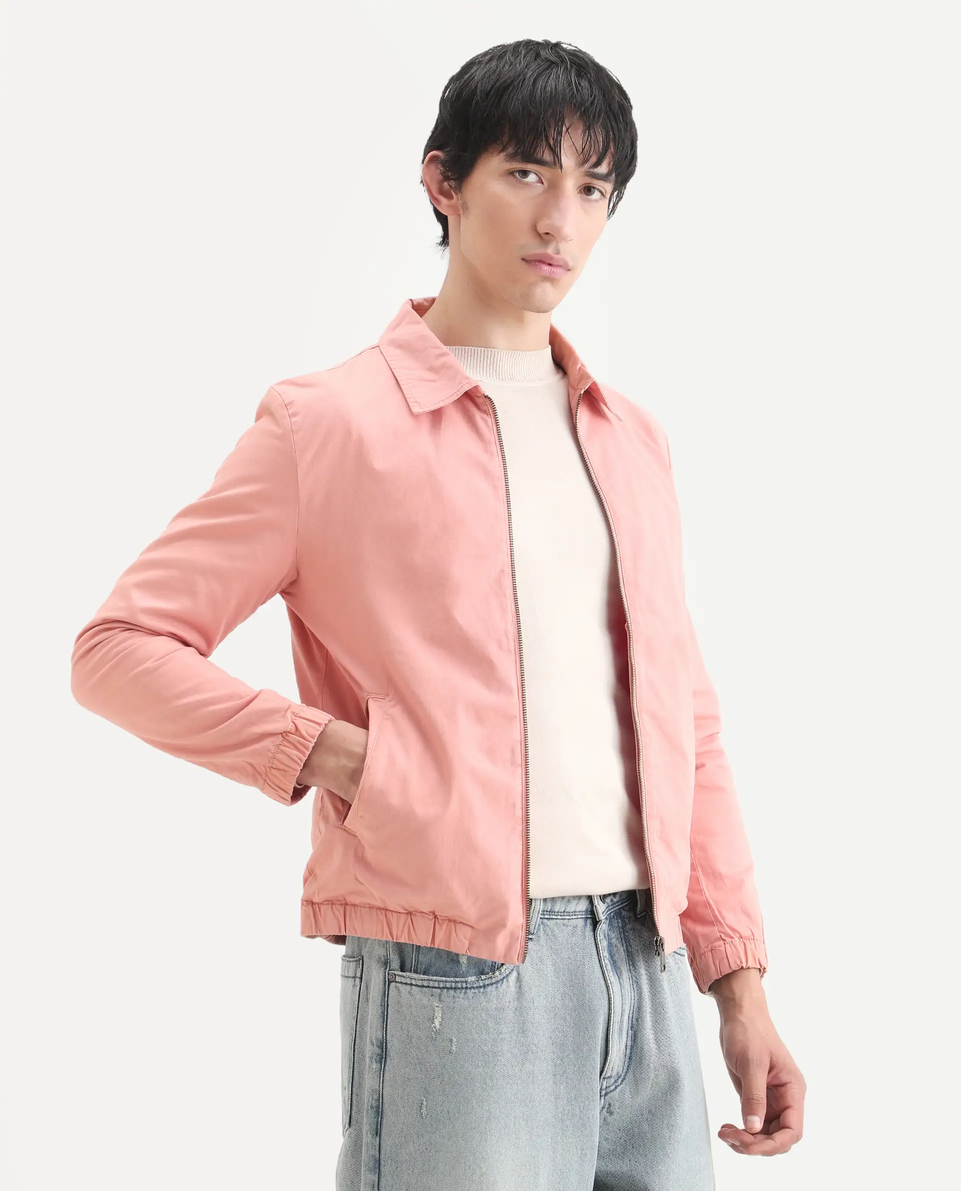 Rare Rabbit Men's Flinsten Dusky Pink Cotton Plain Regular Fit Full Sleeve Spread Collar Jacket - Image 7