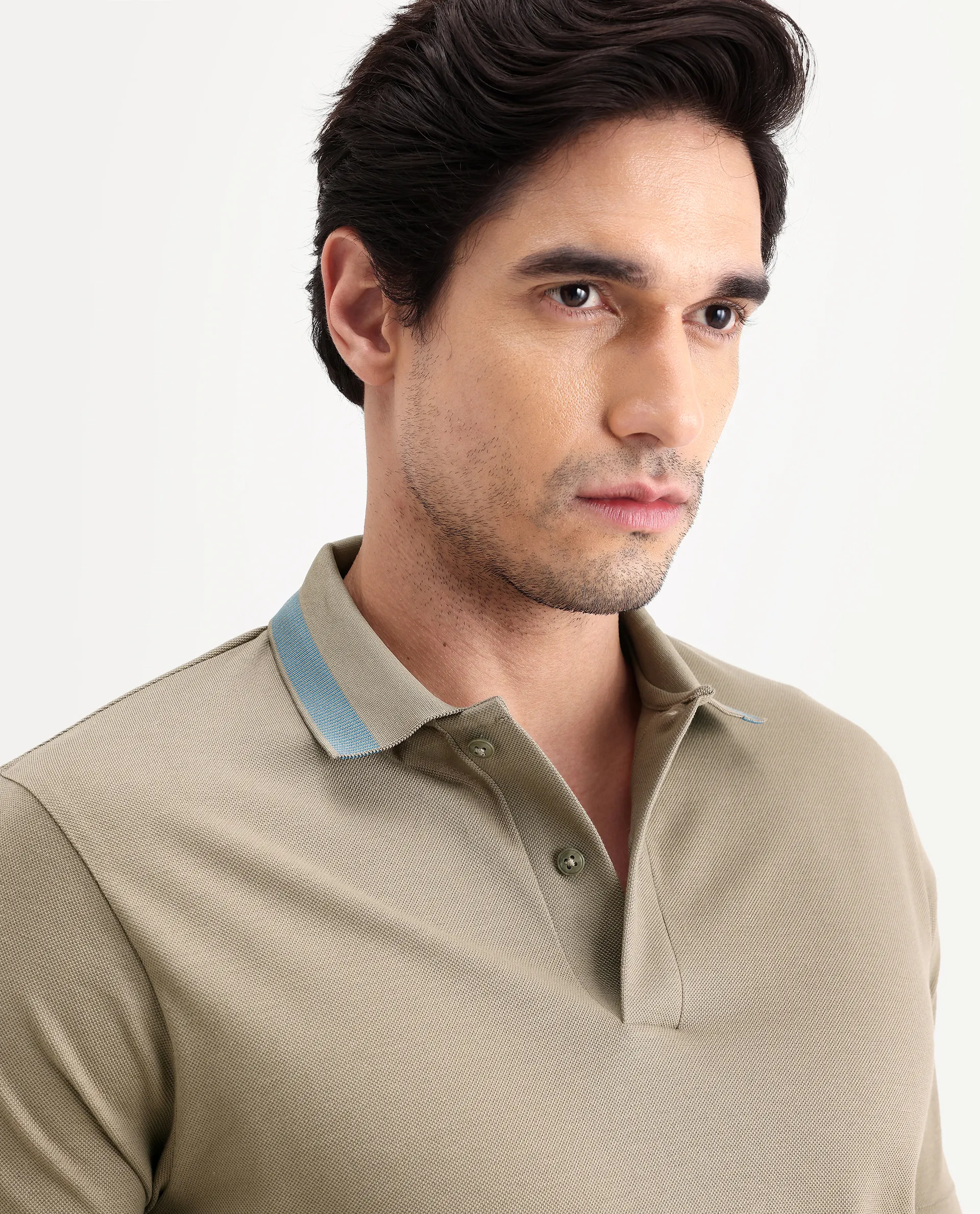 Rare Rabbit Men's Flint Dark Beige Cotton Fabric Half Sleeve Spread Collar Regular Fit Plain Polo - Image 7