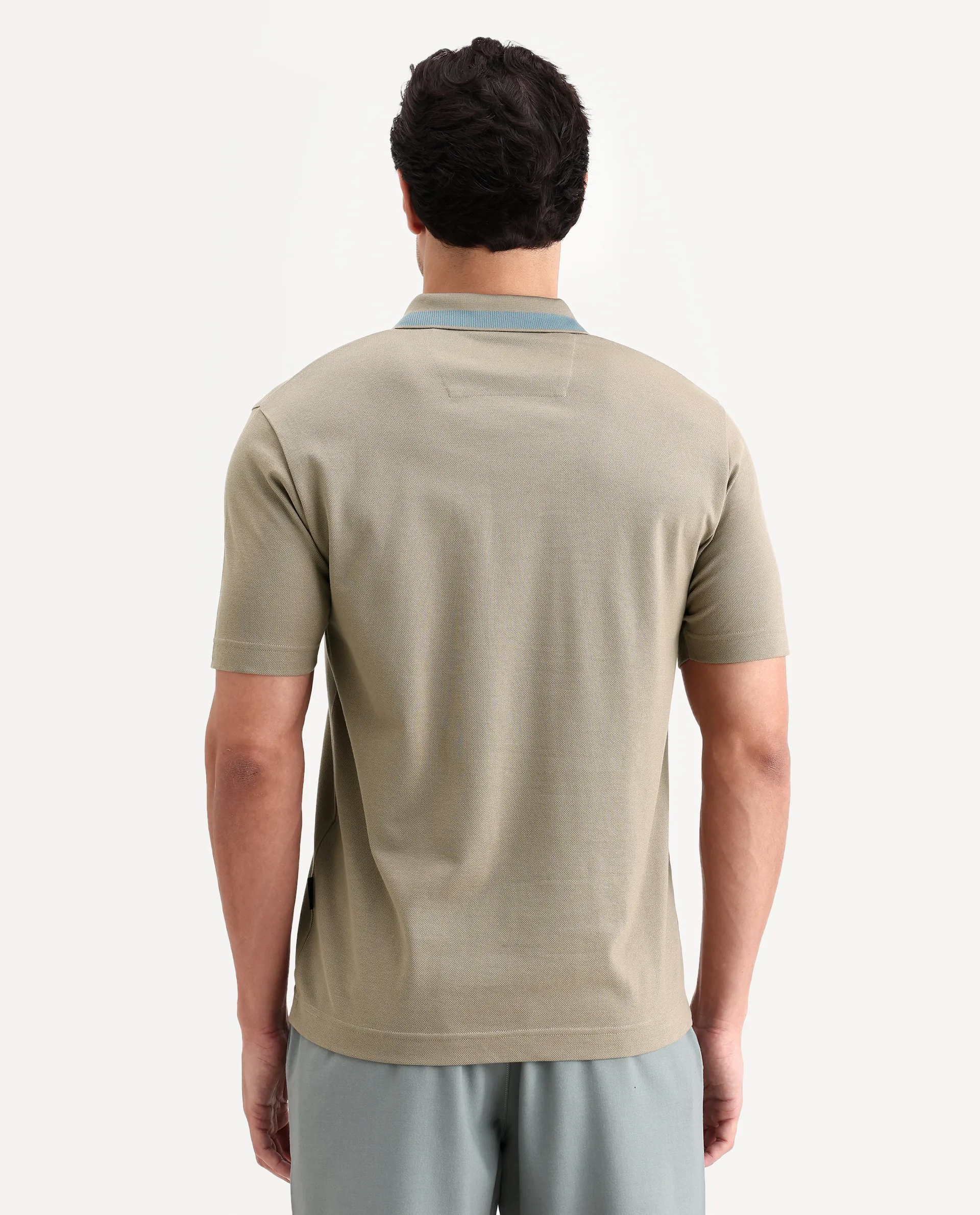 Rare Rabbit Men's Flint Dark Beige Cotton Fabric Half Sleeve Spread Collar Regular Fit Plain Polo - Image 8