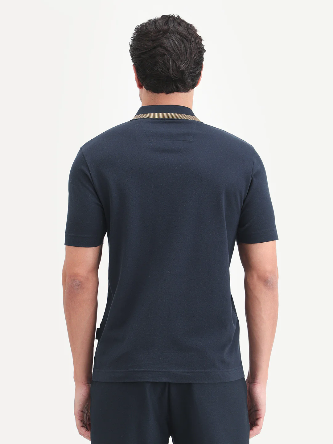 Rare Rabbit Men's Flint Dark Navy Cotton Fabric Half Sleeve Spread Collar Regular Fit Plain Polo - Image 7