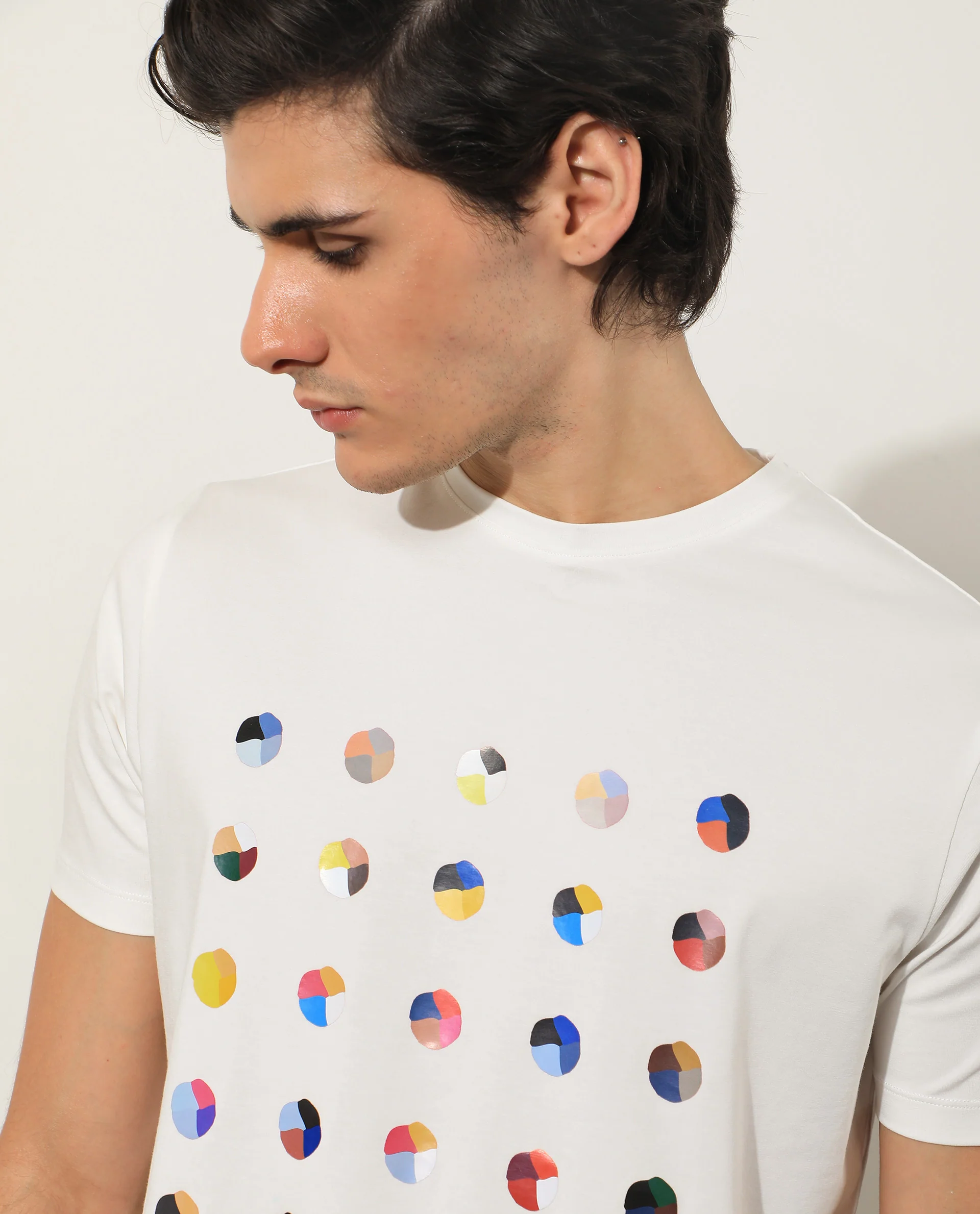 Rare Rabbit Men's Flips Off White Cotton Graphic Print Slim Fit Half Sleeve Crew Neck T-Shirt - Image 3