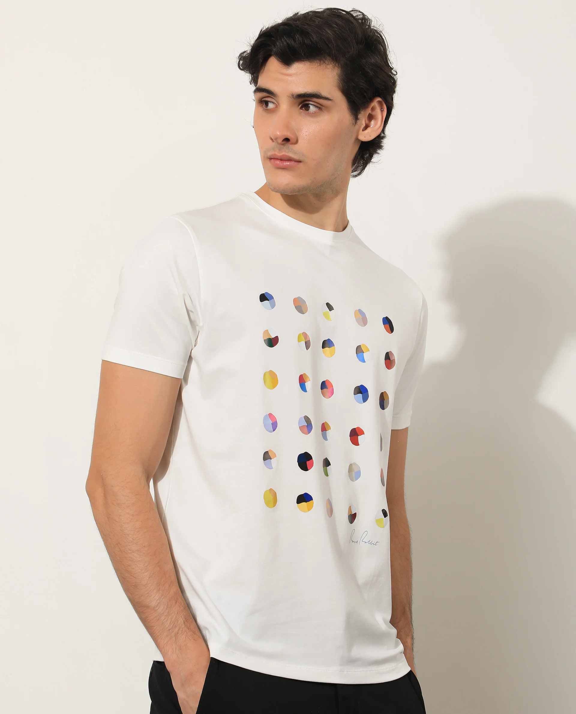 Rare Rabbit Men's Flips Off White Cotton Graphic Print Slim Fit Half Sleeve Crew Neck T-Shirt - Image 6