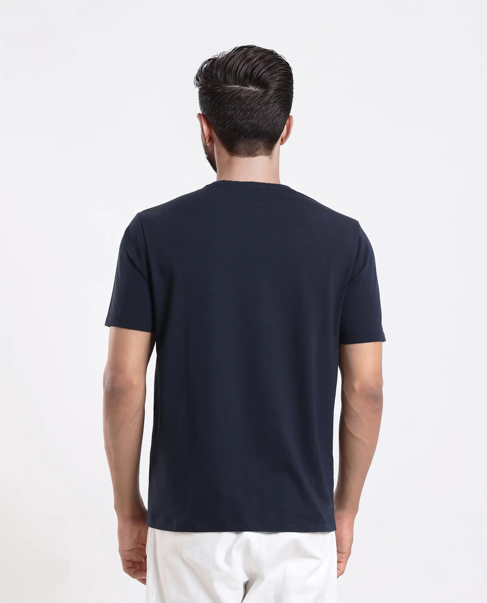 Rare Rabbit Men's Fliter Dark Blue Cotton Blend Fabric Short Sleeve Crew Neck Graphic Print T-Shirt - Image 8