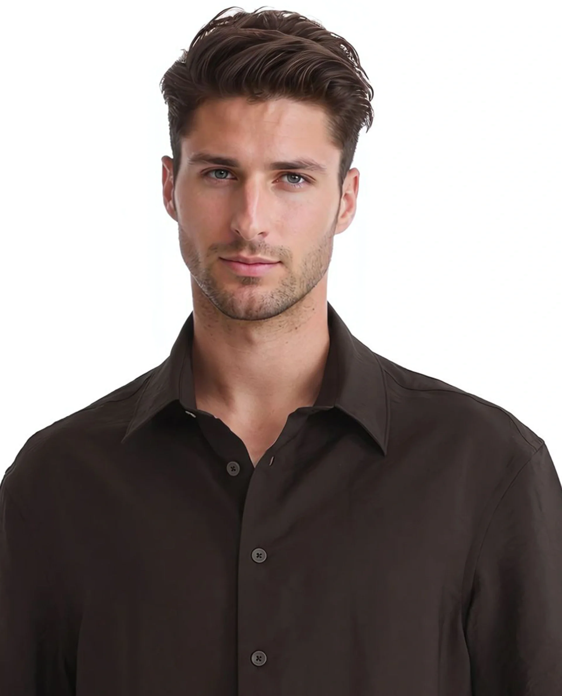 Rare Rabbit Men's Flo Dark Brown Viscose Blend Plain Boxy Fit Half Sleeve Collared Shirt - Image 7