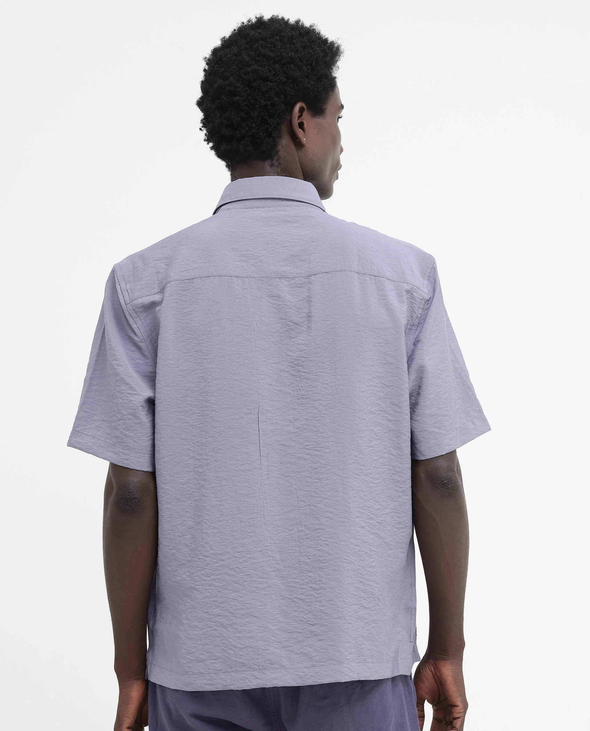 Rare Rabbit Men's Flo Dusky Purple Viscose Textured Boxy Fit Half Sleeve Collared Shirt - Image 9