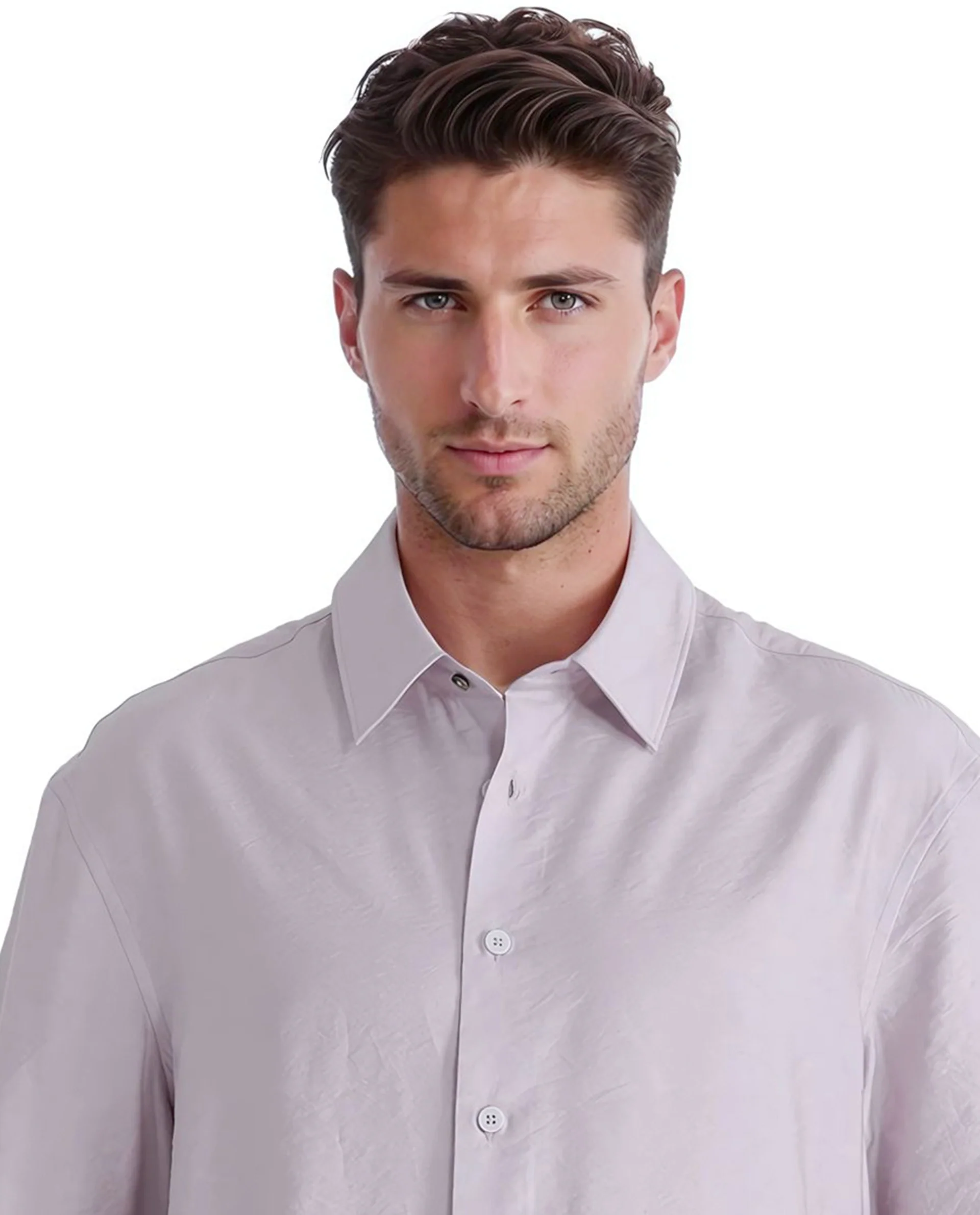 Rare Rabbit Men's Flo Light Pink Viscose Blend Plain Boxy Fit Half Sleeve Collared Shirt - Image 2