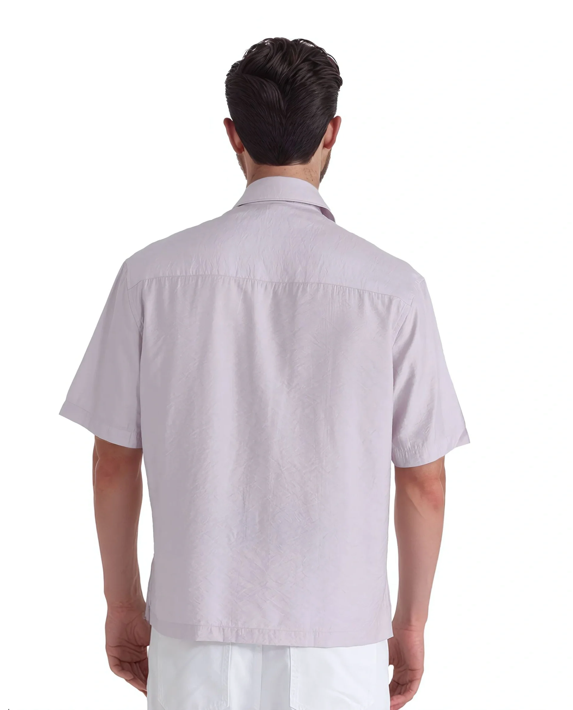 Rare Rabbit Men's Flo Light Pink Viscose Blend Plain Boxy Fit Half Sleeve Collared Shirt - Image 7