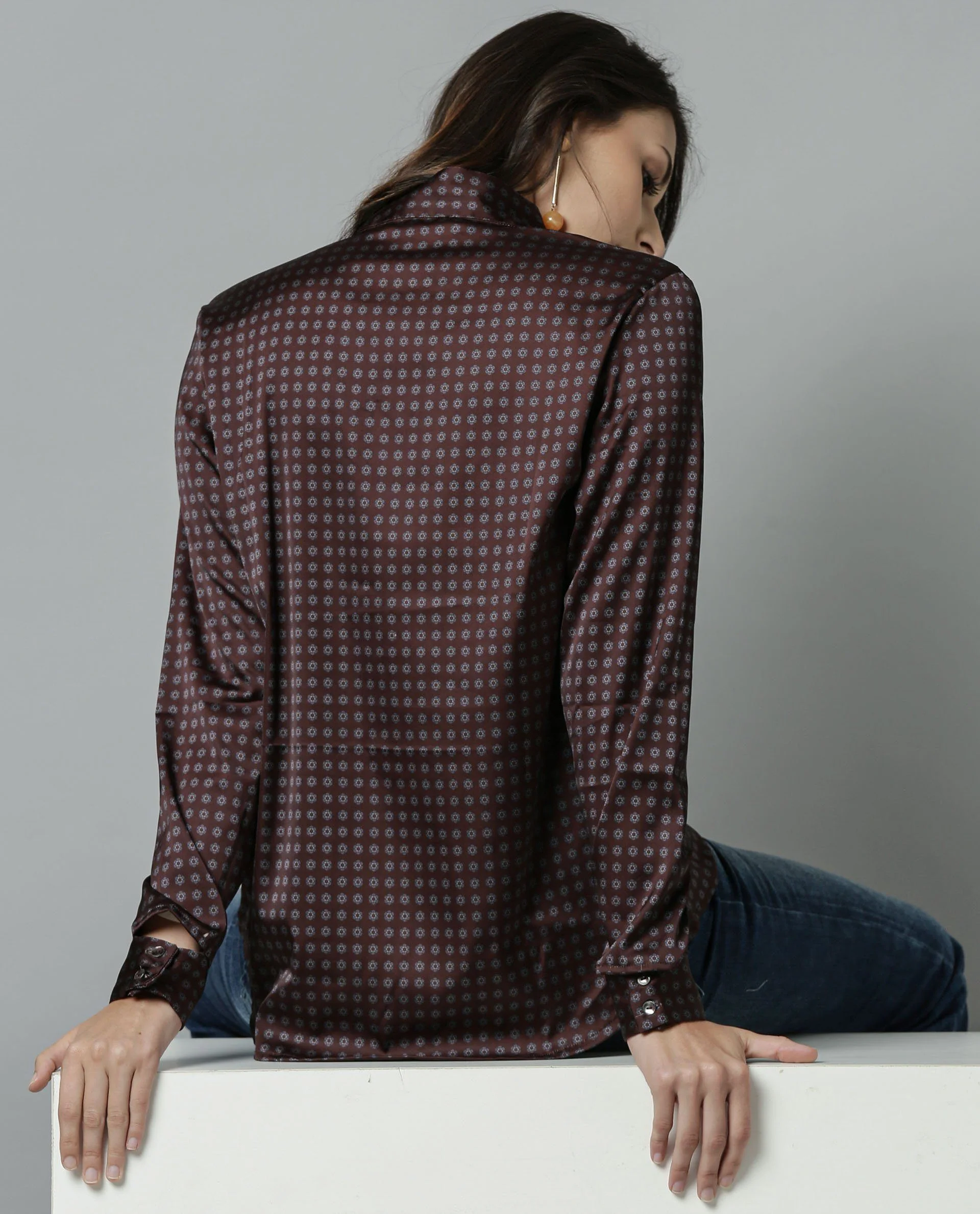 Rareism Women Float Brown Top Full Sleeves Solid - Image 3