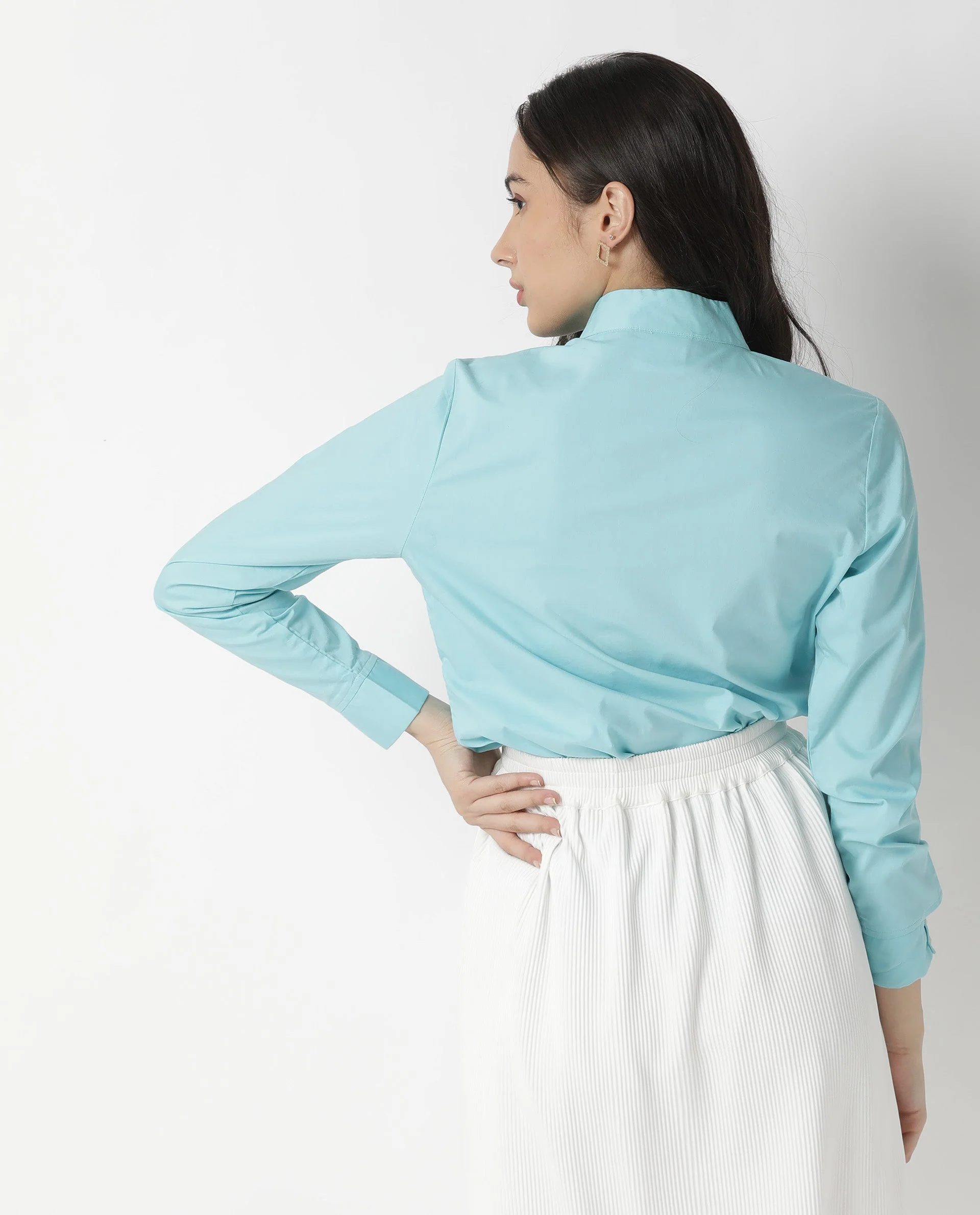 Rareism Women Float Blue Top Full Sleeves Solid - Image 6
