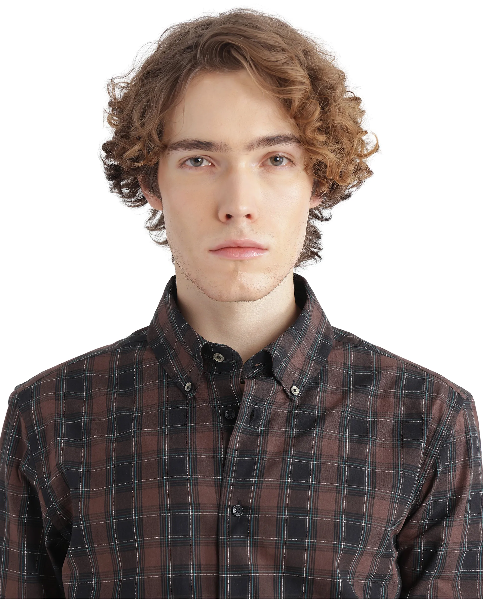 Rare Rabbit Men's Flor Dark Brown Checked Print Regular Fit Full Sleeve Collared Shirt - Image 7