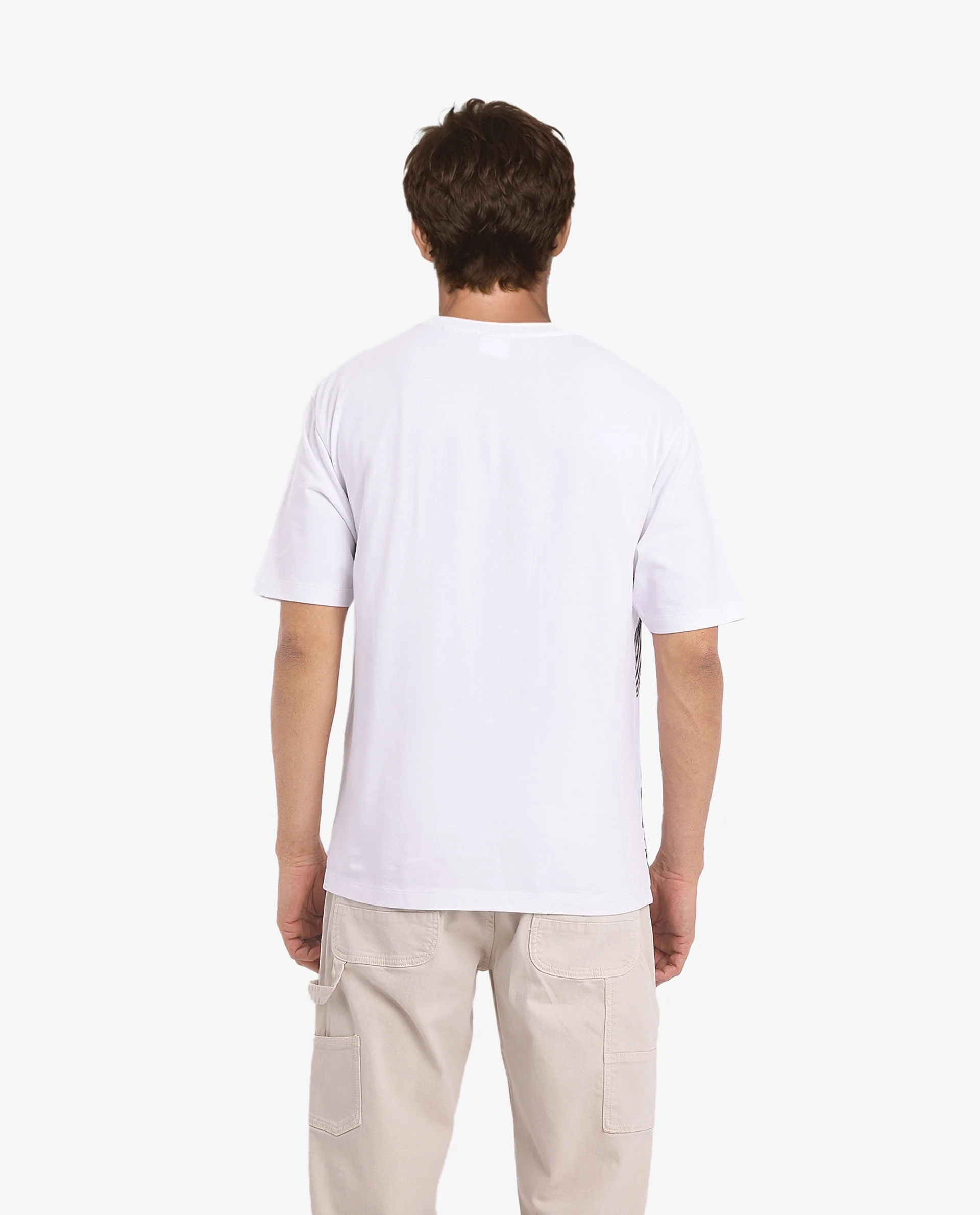 Rare Rabbit Men's Flores White Cotton Graphic Print Oversized Fit Half Sleeve Crew Neck T-Shirt - Image 6