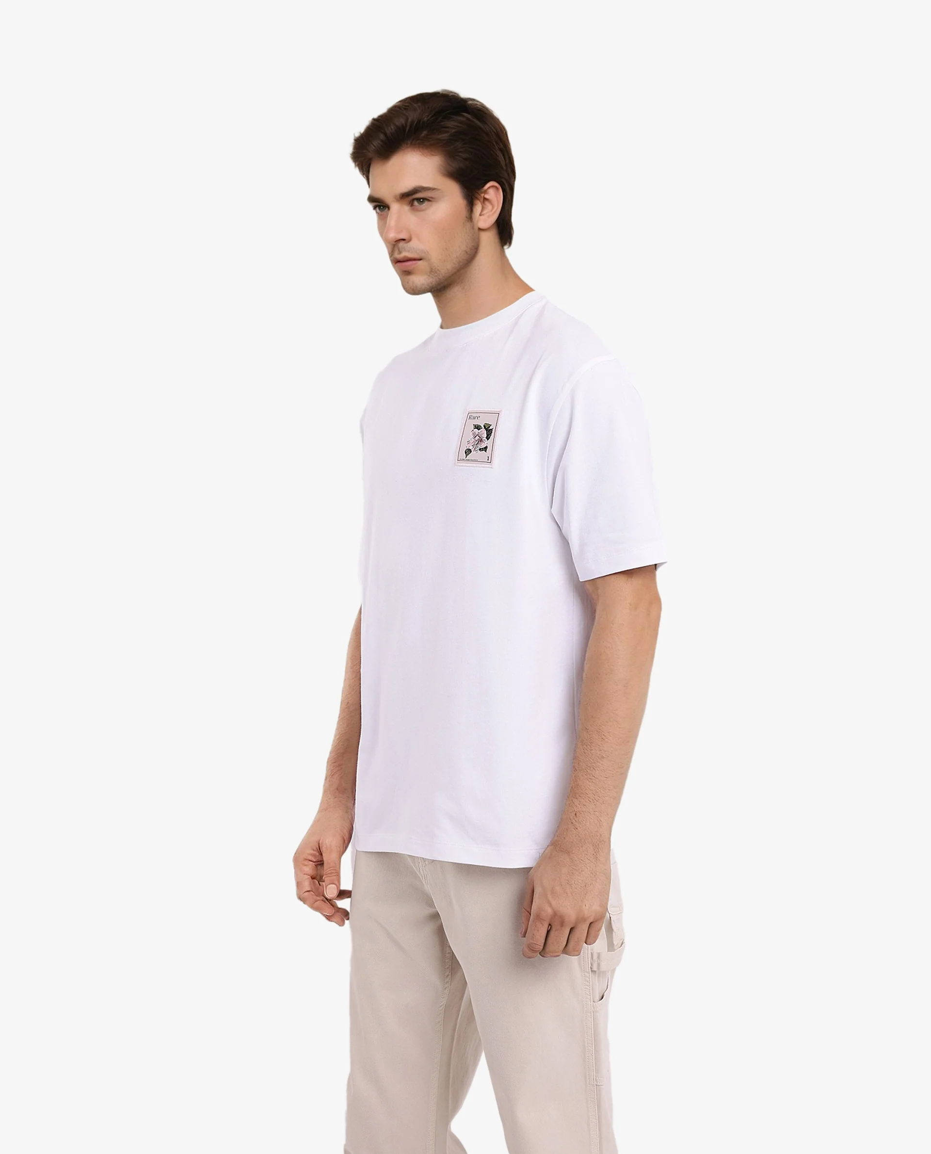 Rare Rabbit Men's Flores White Cotton Graphic Print Oversized Fit Half Sleeve Crew Neck T-Shirt - Image 7