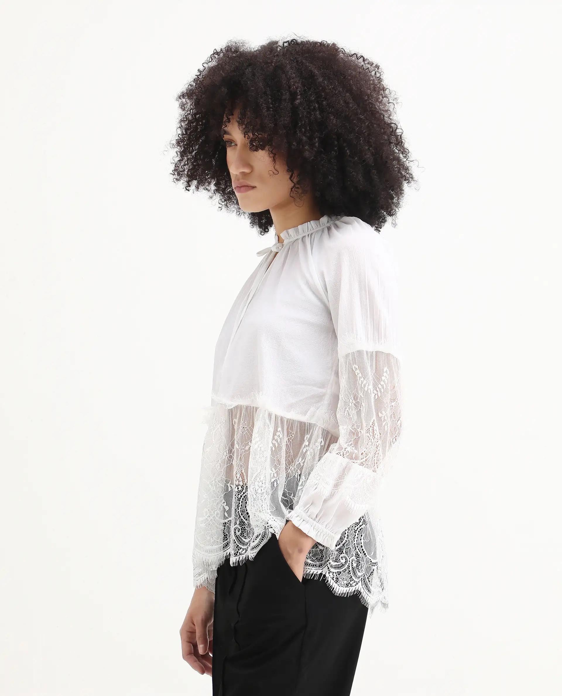 Rareism Women's Florida White Sweetheart Neck Plain Raglan Sleeve Relaxed Fit Top - Image 5