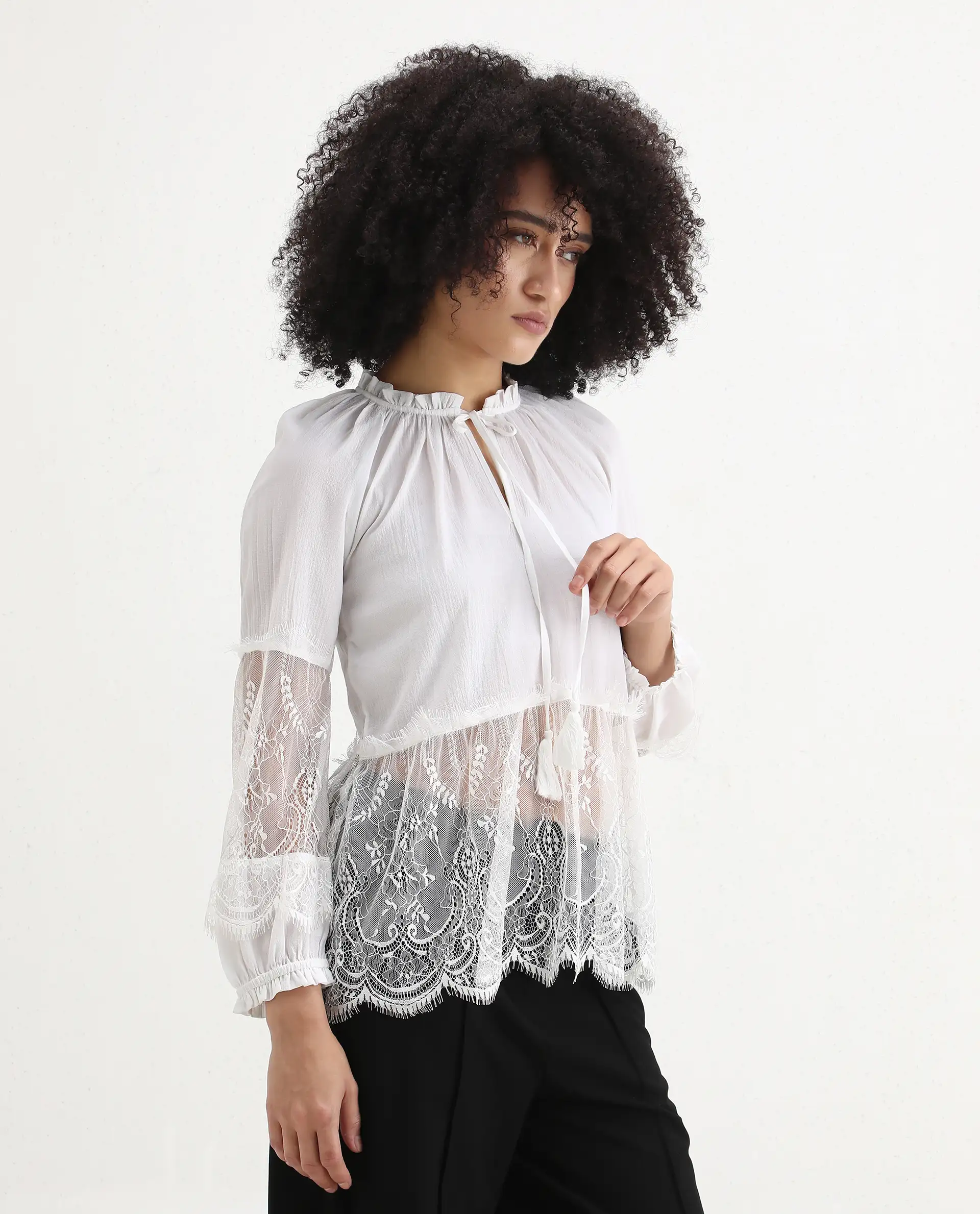 Rareism Women's Florida White Sweetheart Neck Plain Raglan Sleeve Relaxed Fit Top - Image 6
