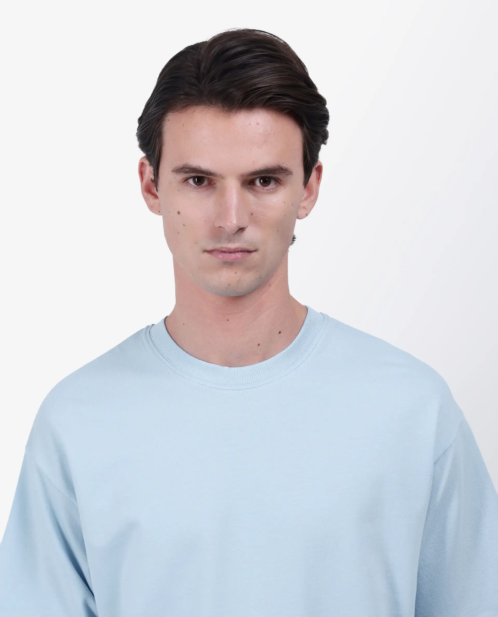Rare Rabbit Men's Fluen Light Blue Cotton Graphic Print Oversized Fit Half Sleeve Crew Neck T-Shirt - Image 7