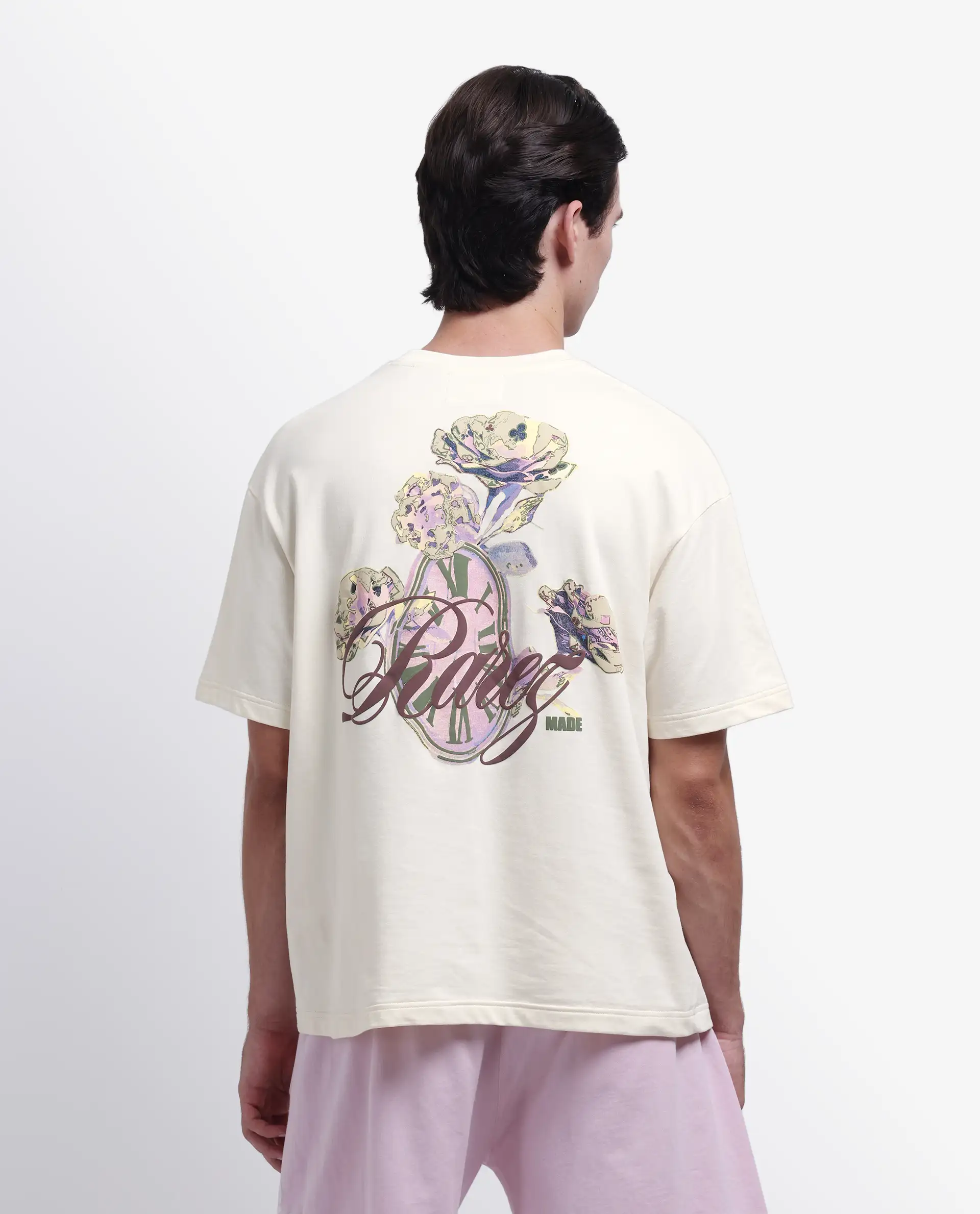 Rare Rabbit Men's Fluen Off White Cotton Graphic Print Oversized Fit Half Sleeve Crew Neck T-Shirt - Image 4