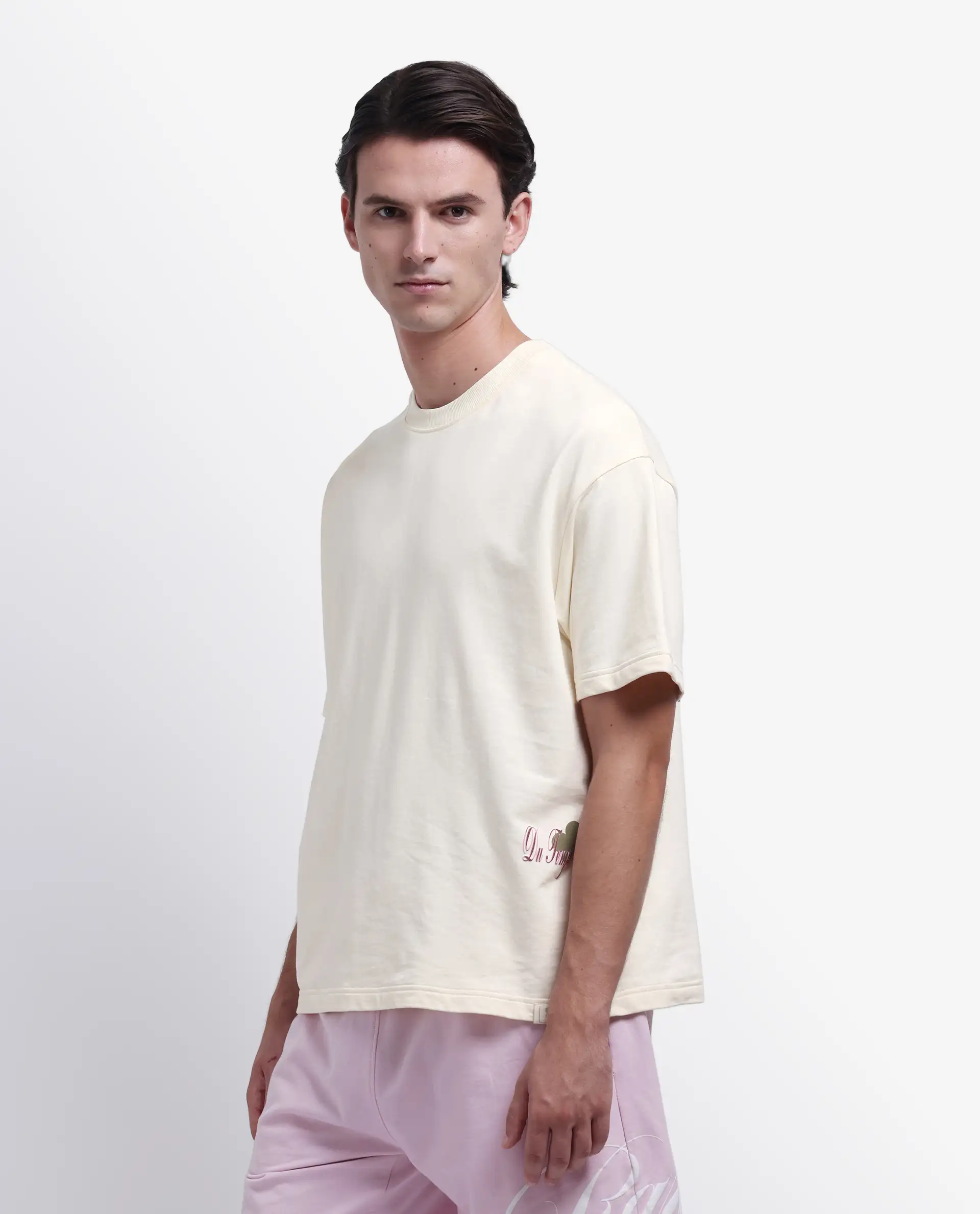Rare Rabbit Men's Fluen Off White Cotton Graphic Print Oversized Fit Half Sleeve Crew Neck T-Shirt - Image 6
