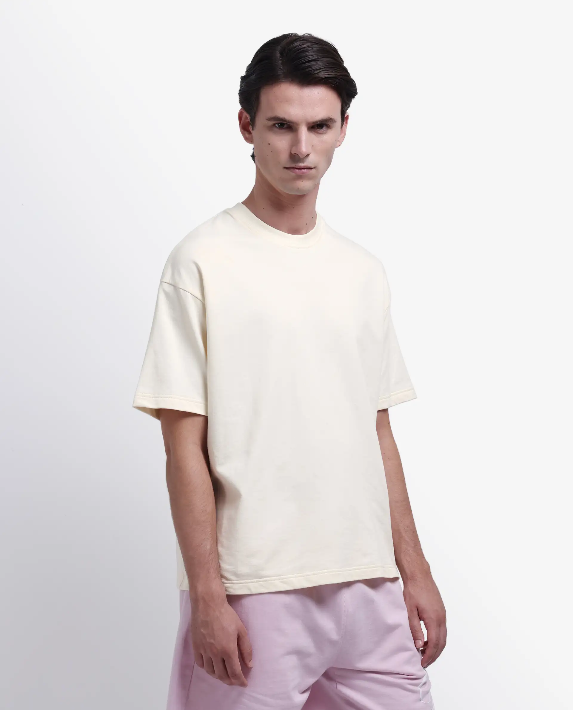 Rare Rabbit Men's Fluen Off White Cotton Graphic Print Oversized Fit Half Sleeve Crew Neck T-Shirt - Image 7