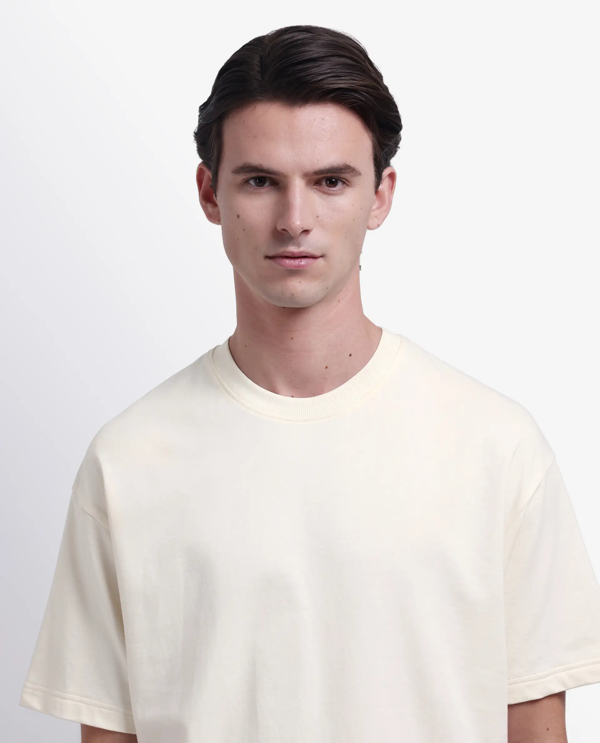 Rare Rabbit Men's Fluen Off White Cotton Graphic Print Oversized Fit Half Sleeve Crew Neck T-Shirt - Image 8
