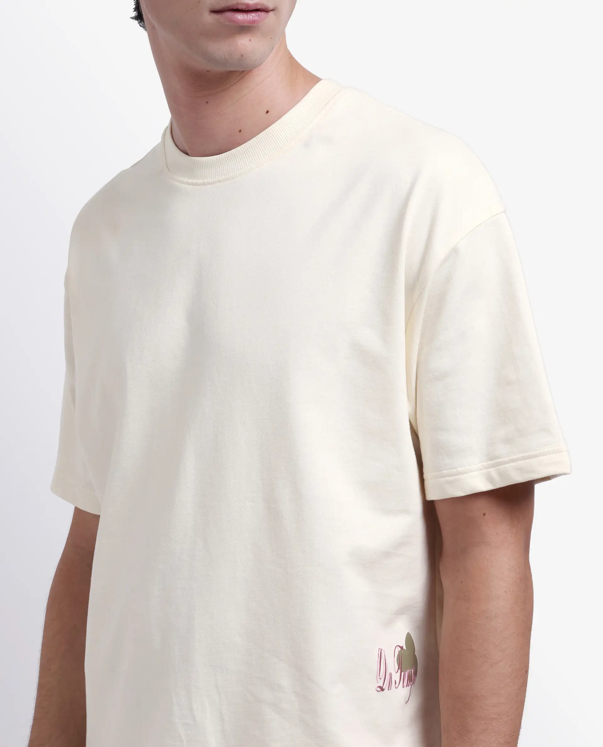Rare Rabbit Men's Fluen Off White Cotton Graphic Print Oversized Fit Half Sleeve Crew Neck T-Shirt - Image 9