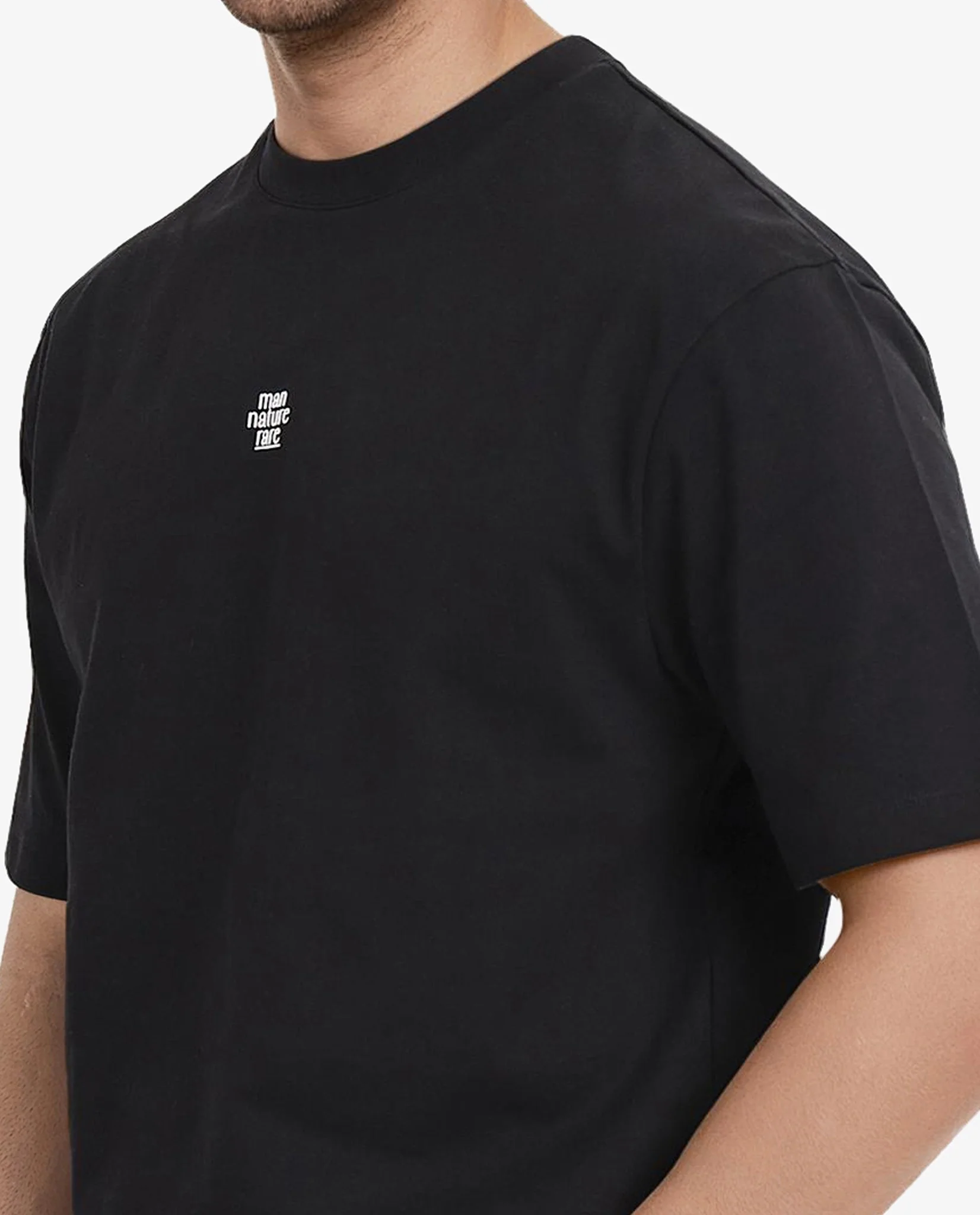 Rare Rabbit Men's Fluers Black Cotton Graphic Print Oversized Fit Half Sleeve Crew Neck T-Shirt - Image 3