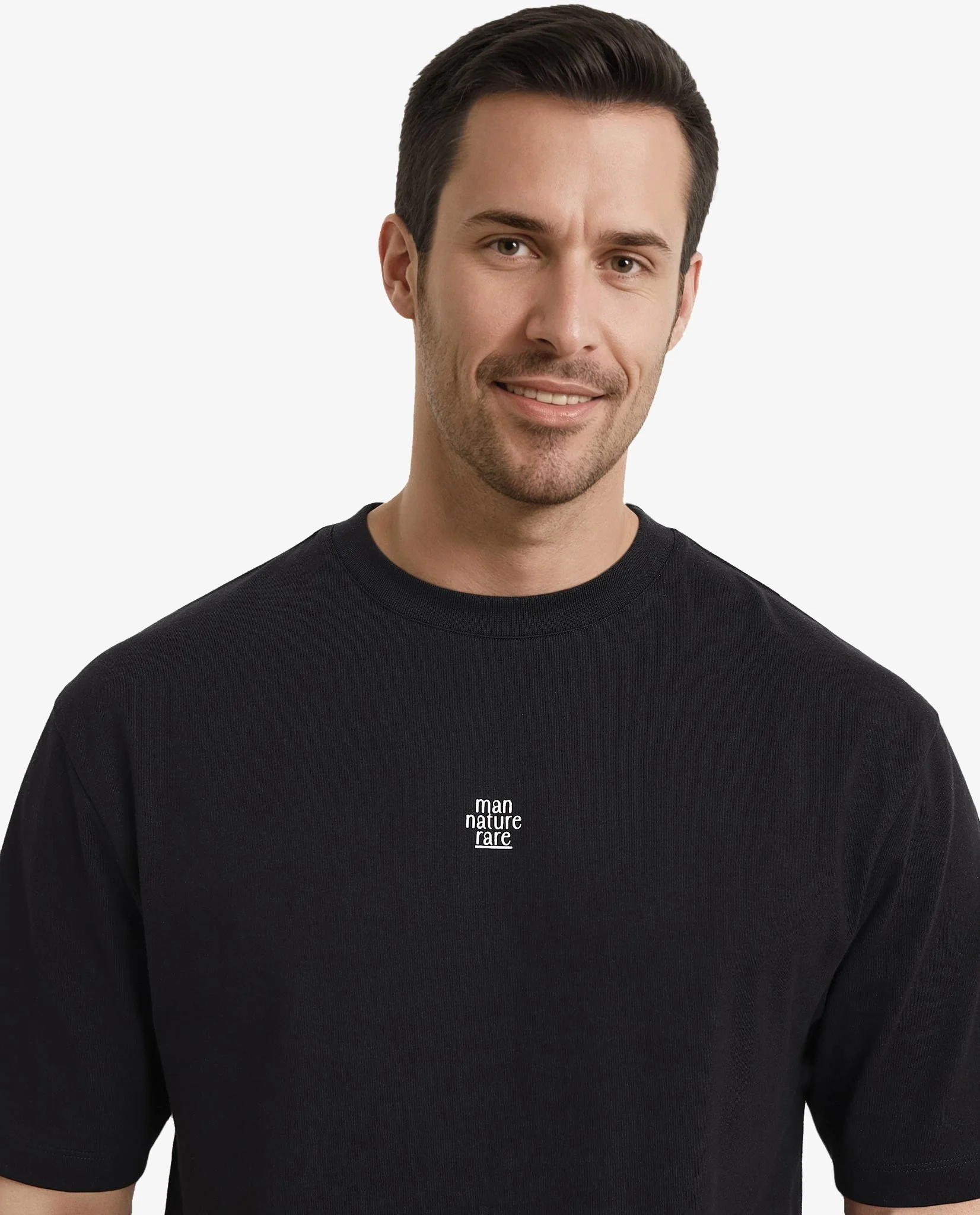 Rare Rabbit Men's Fluers Black Cotton Graphic Print Oversized Fit Half Sleeve Crew Neck T-Shirt - Image 6