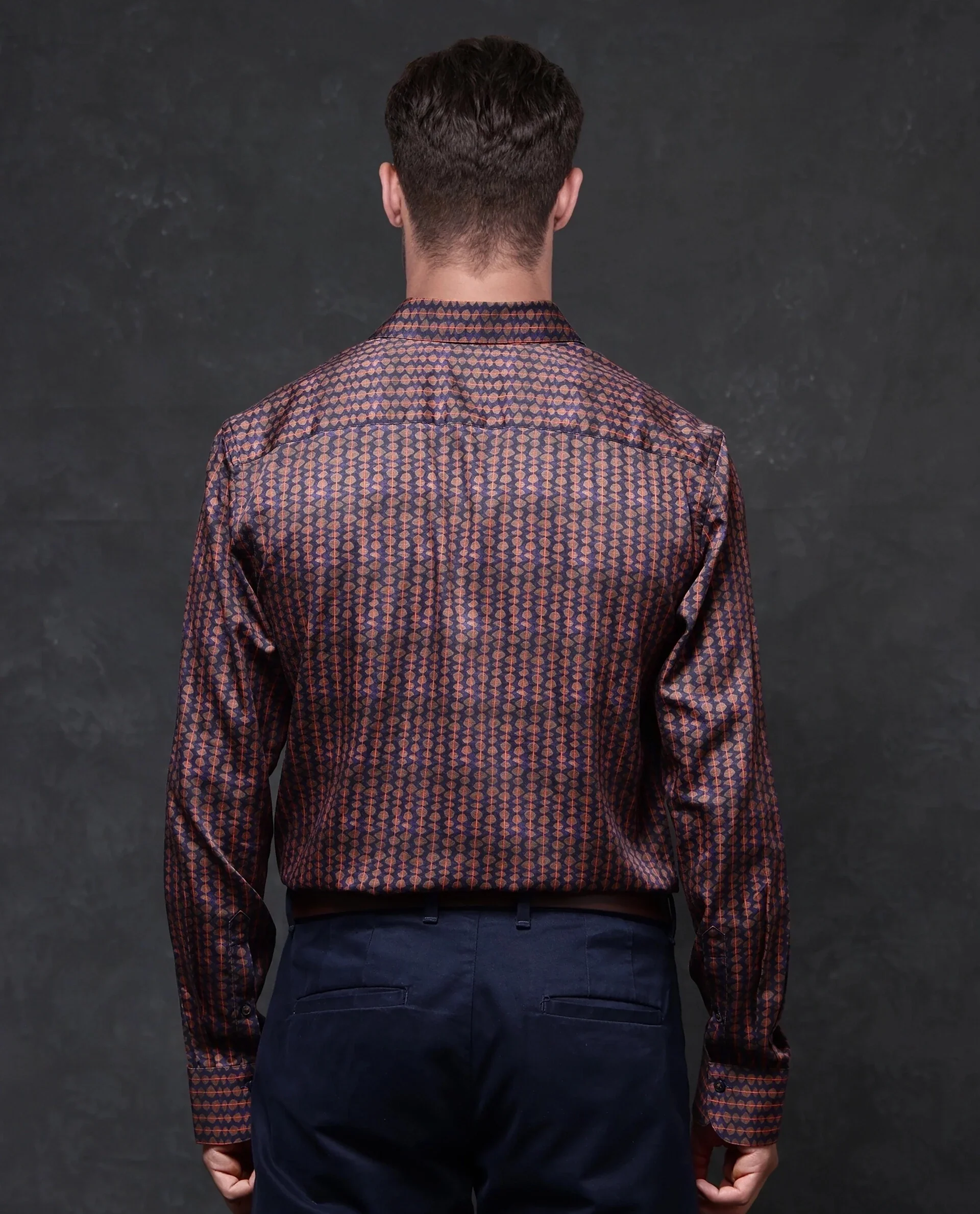 Rare Rabbit Men's Cotton Geometric Print Regular Fit Full Sleeve Collared Shirt - Image 4