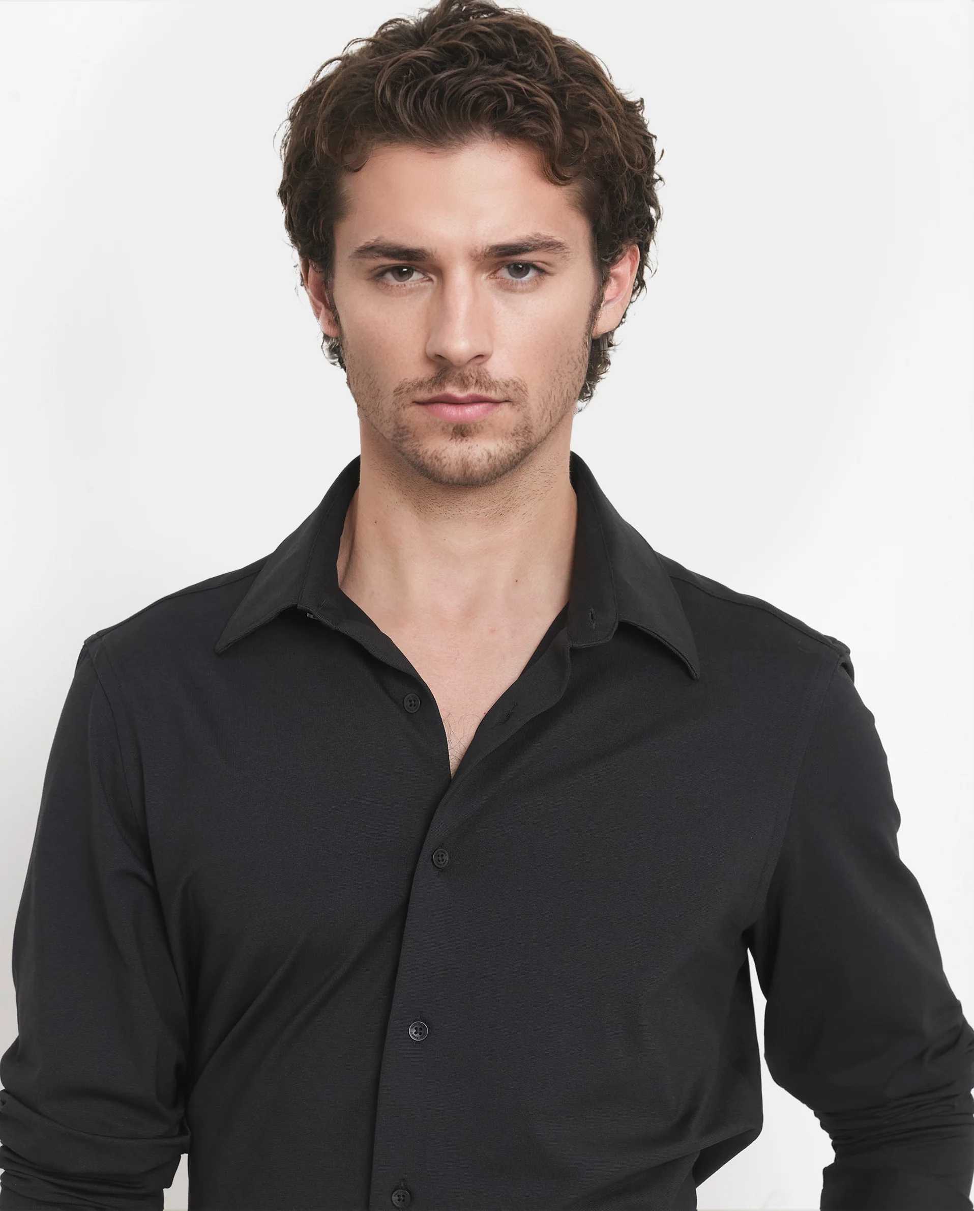 Rare Rabbit Men's Flyknit Black Cotton Plain Regular Fit Full Sleeve Collared Shirt - Image 4