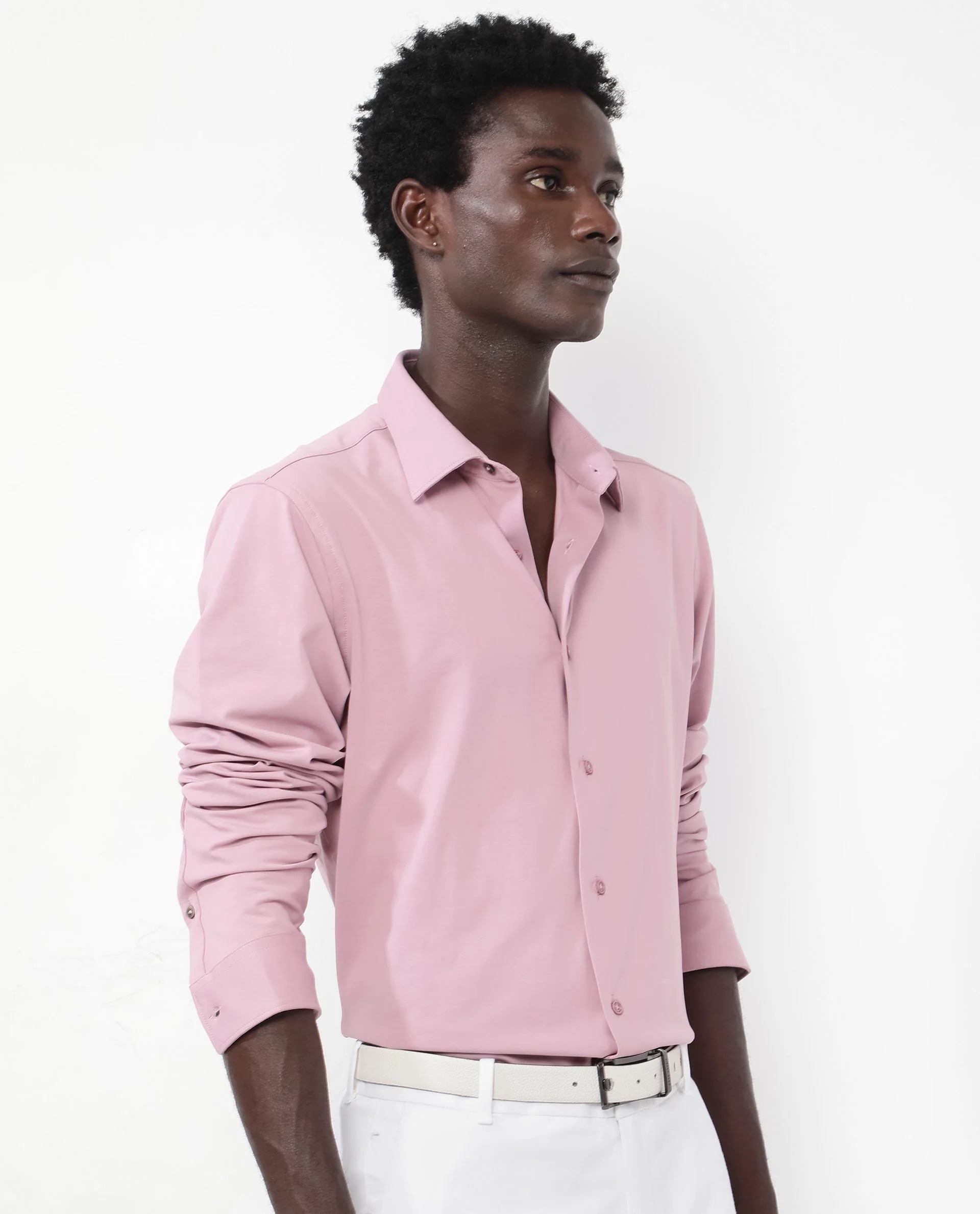 Rare Rabbit Men's Flyknit Dusky Pink Cotton Plain Regular Fit Full Sleeve Collared Shirt - Image 6