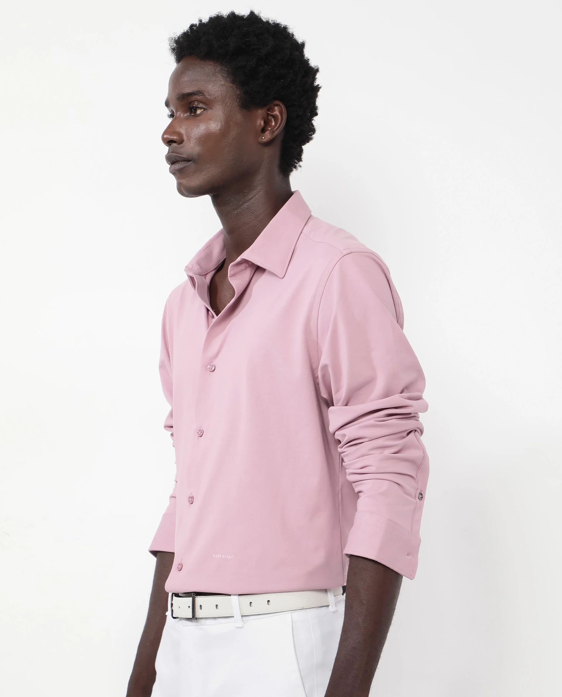 Rare Rabbit Men's Flyknit Dusky Pink Cotton Plain Regular Fit Full Sleeve Collared Shirt - Image 8
