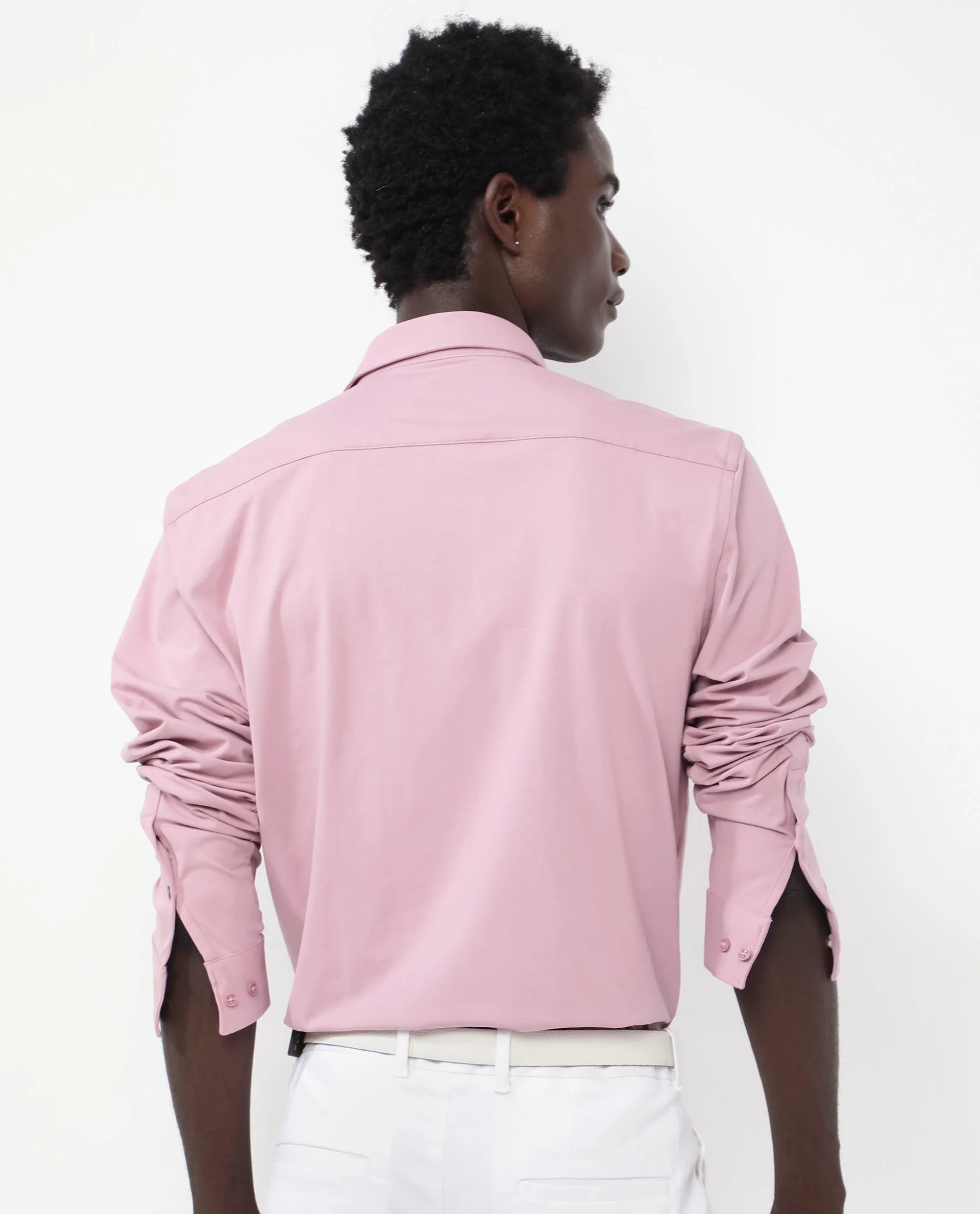 Rare Rabbit Men's Flyknit Dusky Pink Cotton Plain Regular Fit Full Sleeve Collared Shirt - Image 9
