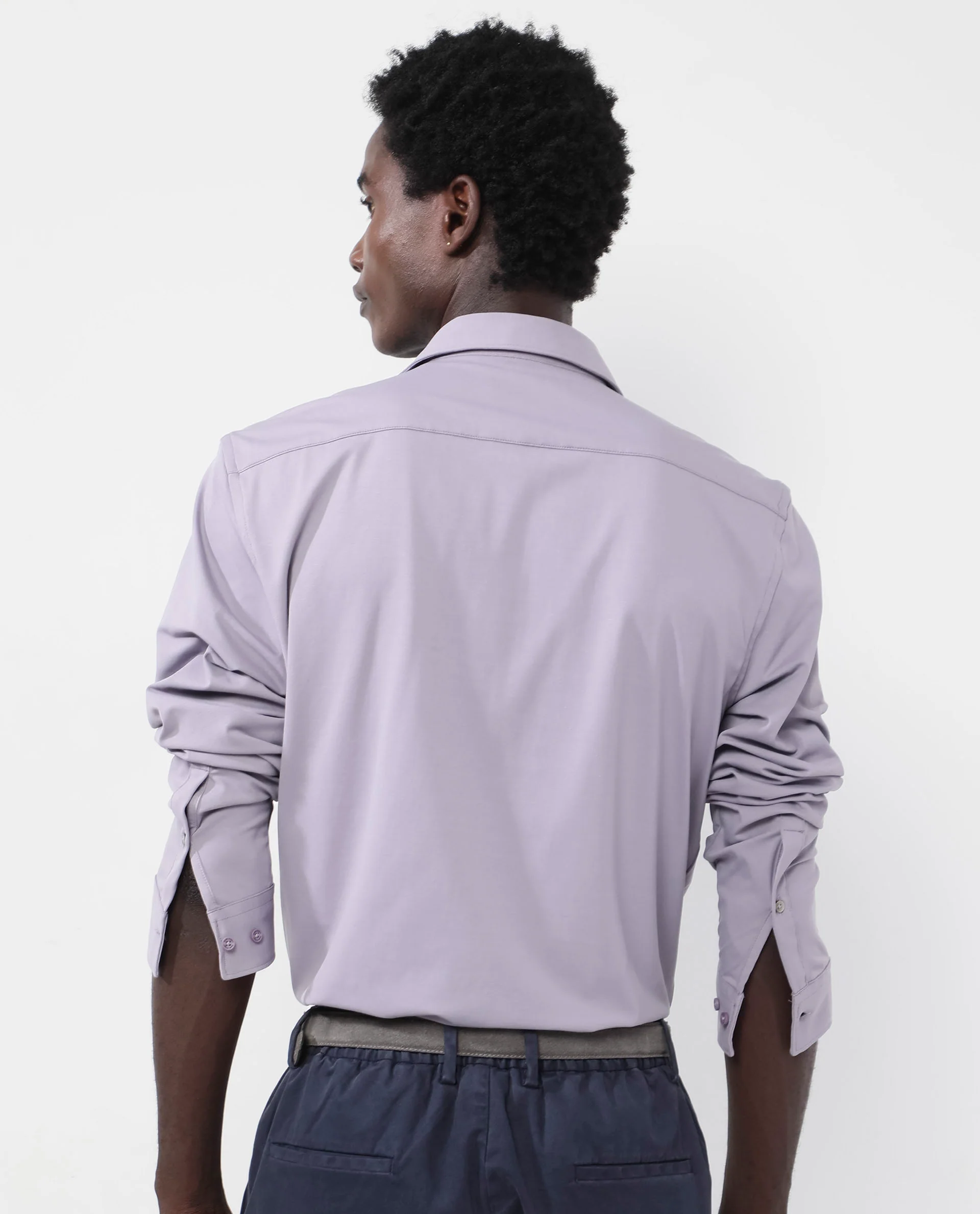 Rare Rabbit Men's Flyknit Dusky Purple Cotton Plain Regular Fit Full Sleeve Collared Shirt - Image 10