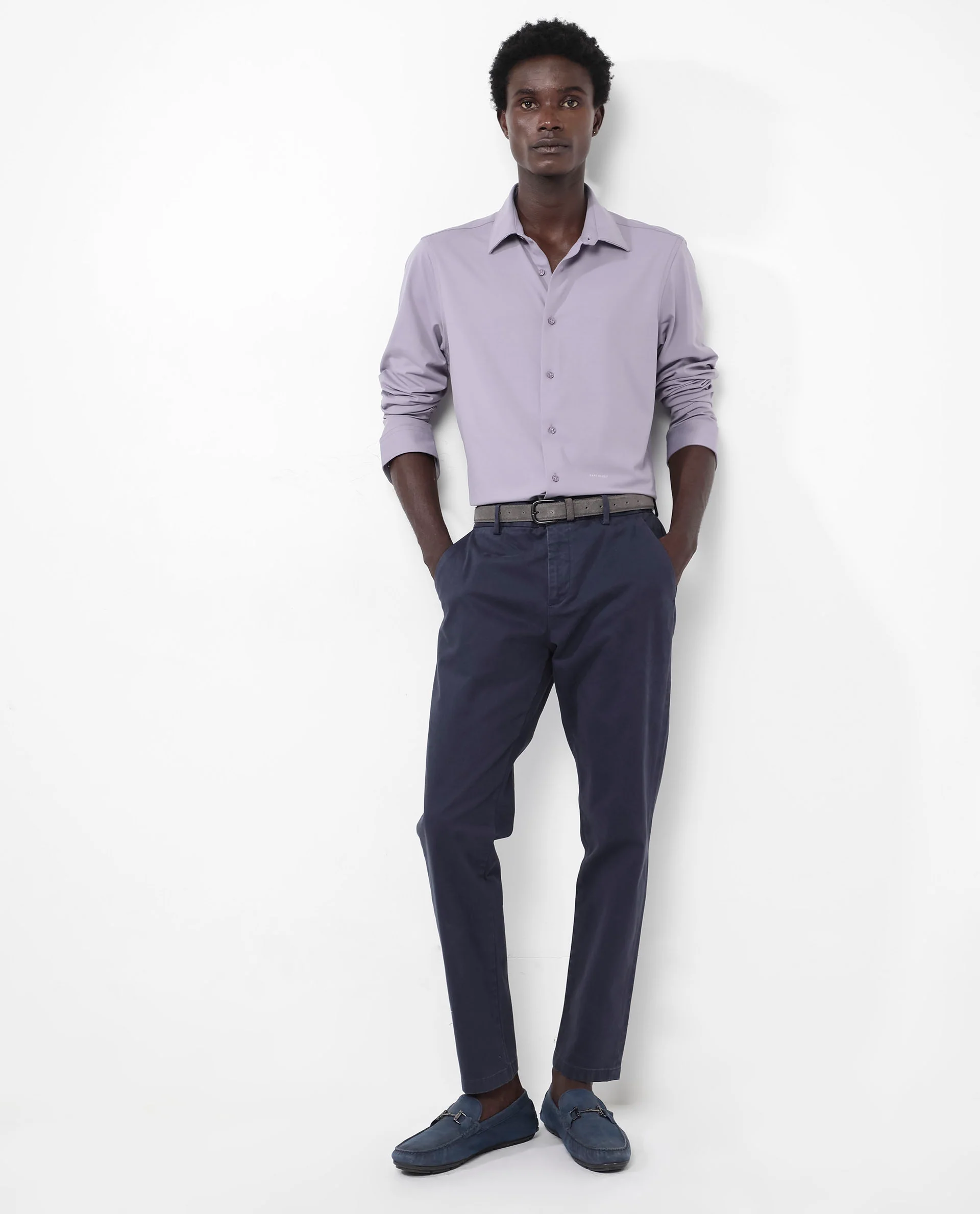Rare Rabbit Men's Flyknit Dusky Purple Cotton Plain Regular Fit Full Sleeve Collared Shirt - Image 2