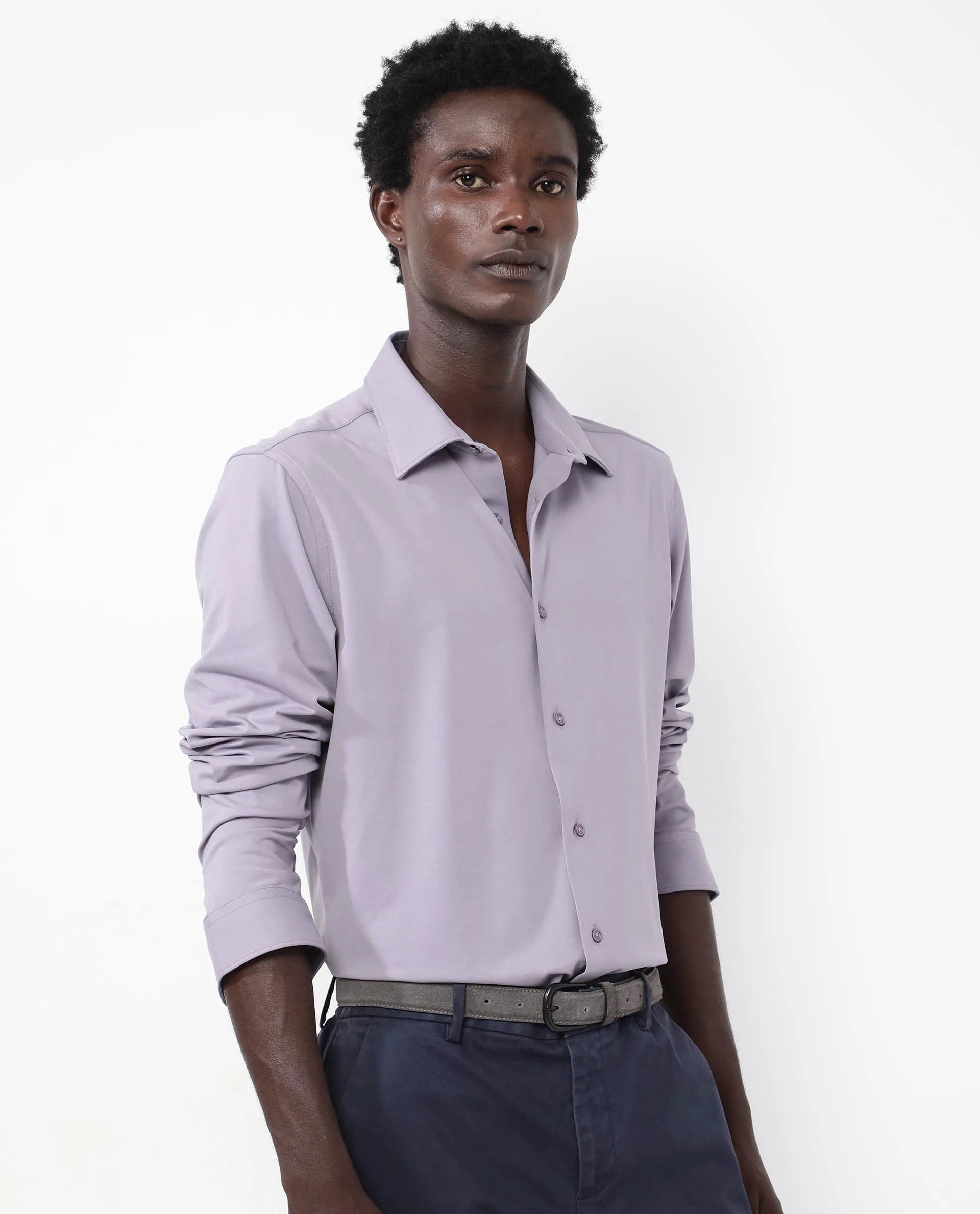 Rare Rabbit Men's Flyknit Dusky Purple Cotton Plain Regular Fit Full Sleeve Collared Shirt - Image 7