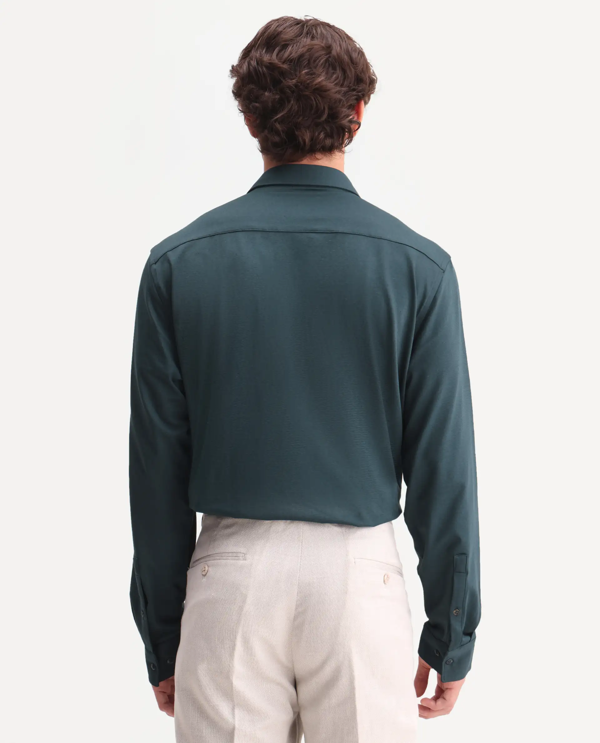 Rare Rabbit Men's Flyknit Dusky Teal Cotton Plain Regular Fit Full Sleeve Collared Shirt - Image 7