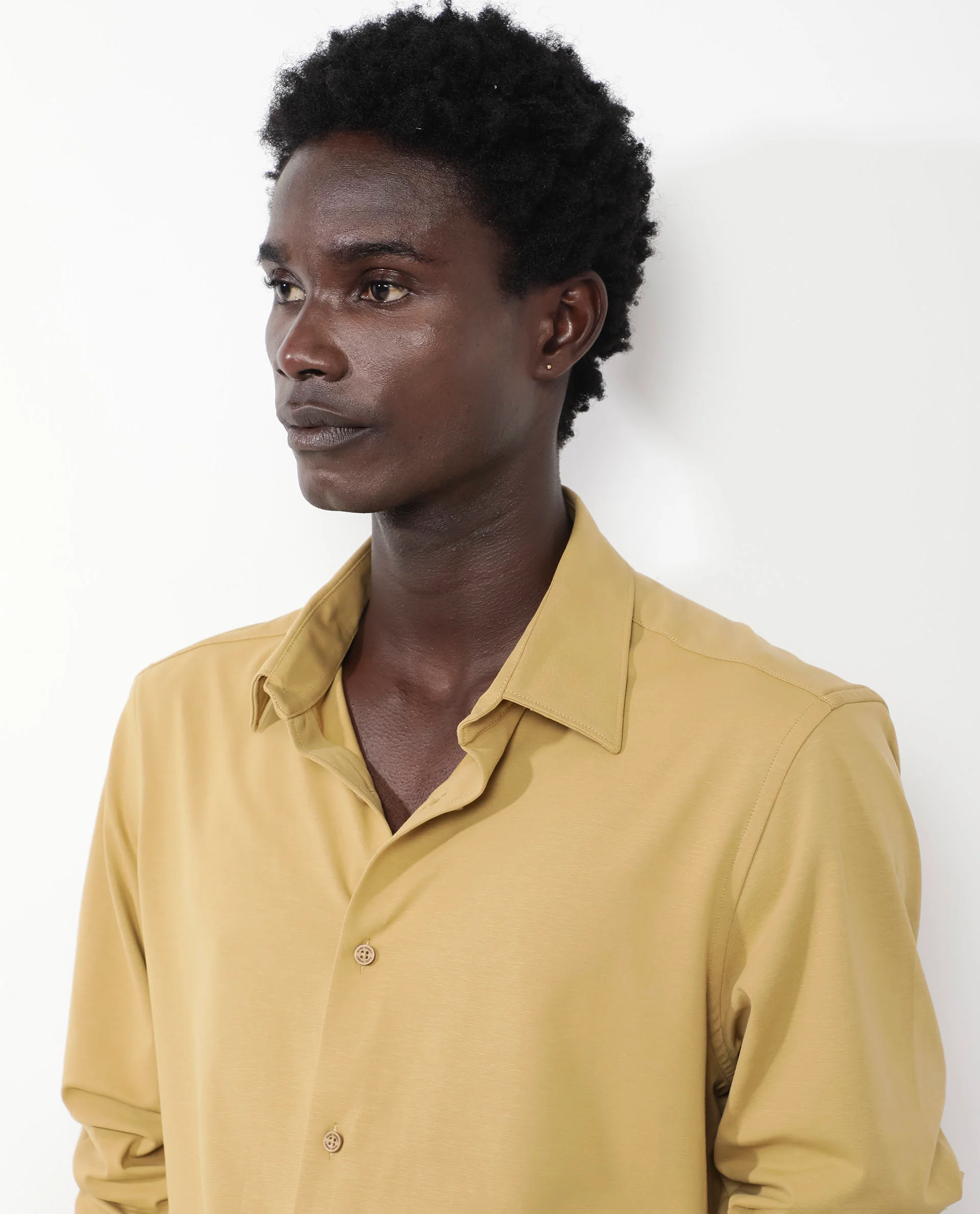 Rare Rabbit Men's Flyknit Mustard Cotton Plain Regular Fit Full Sleeve Collared Shirt - Image 5