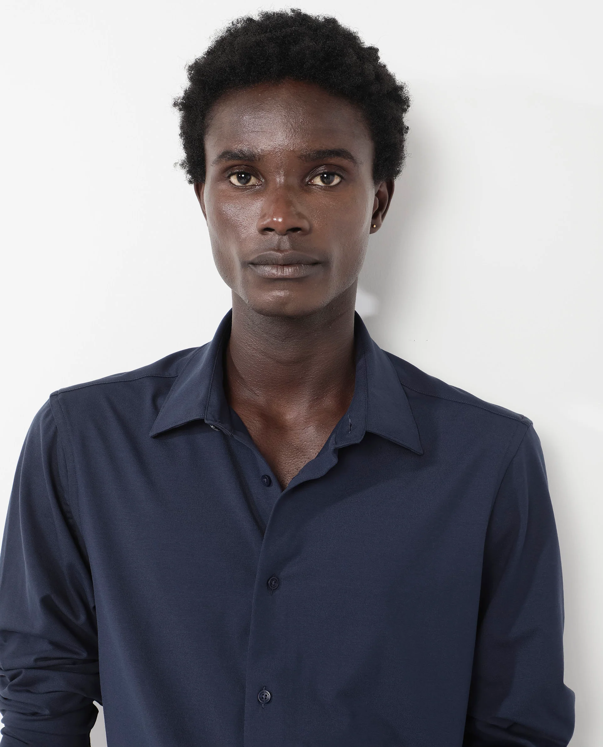 Rare Rabbit Men's Flyknit Navy Cotton Plain Regular Fit Full Sleeve Collared Shirt - Image 5