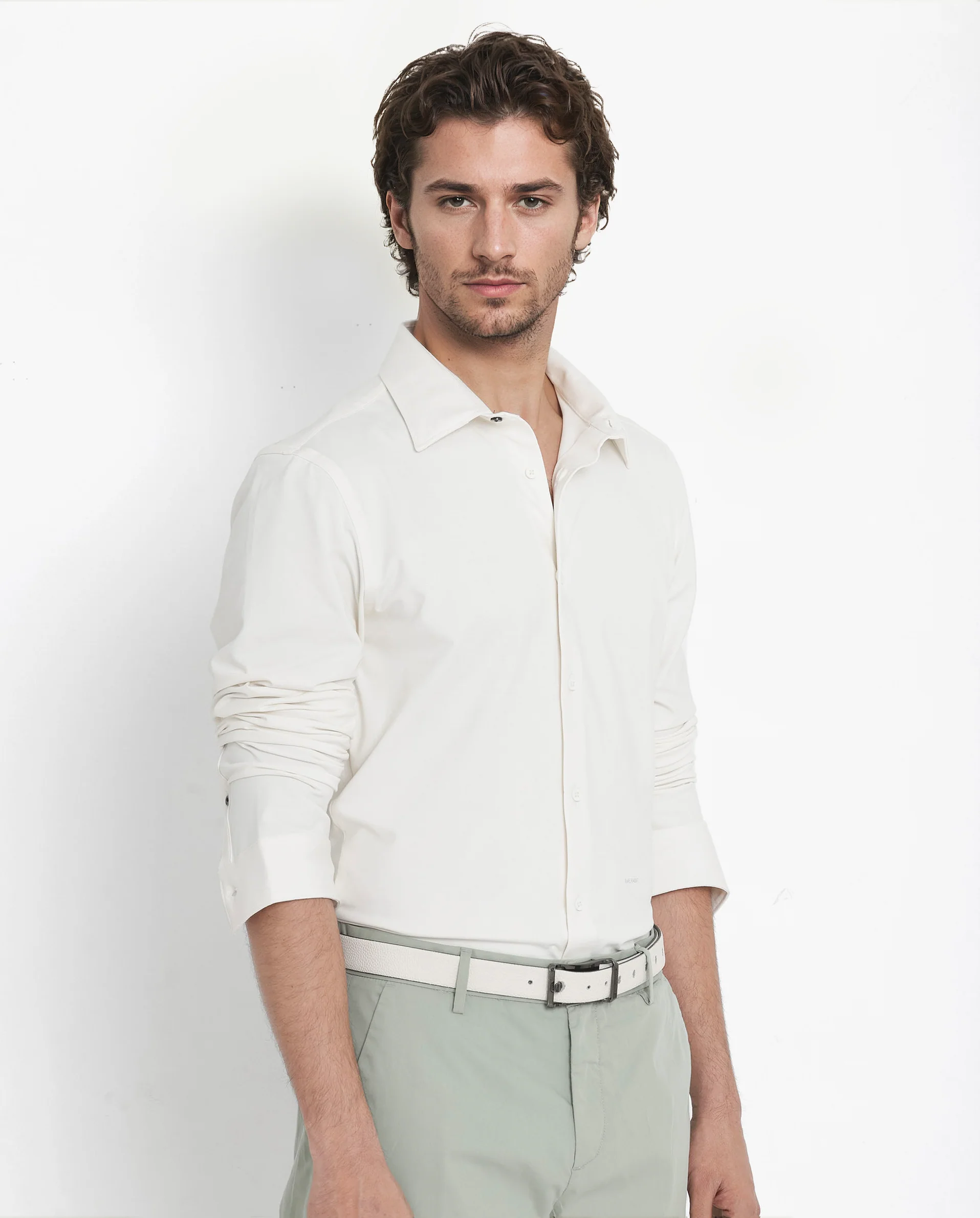 Rare Rabbit Men's Flyknit Off White Cotton Plain Regular Fit Full Sleeve Collared Shirt - Image 7