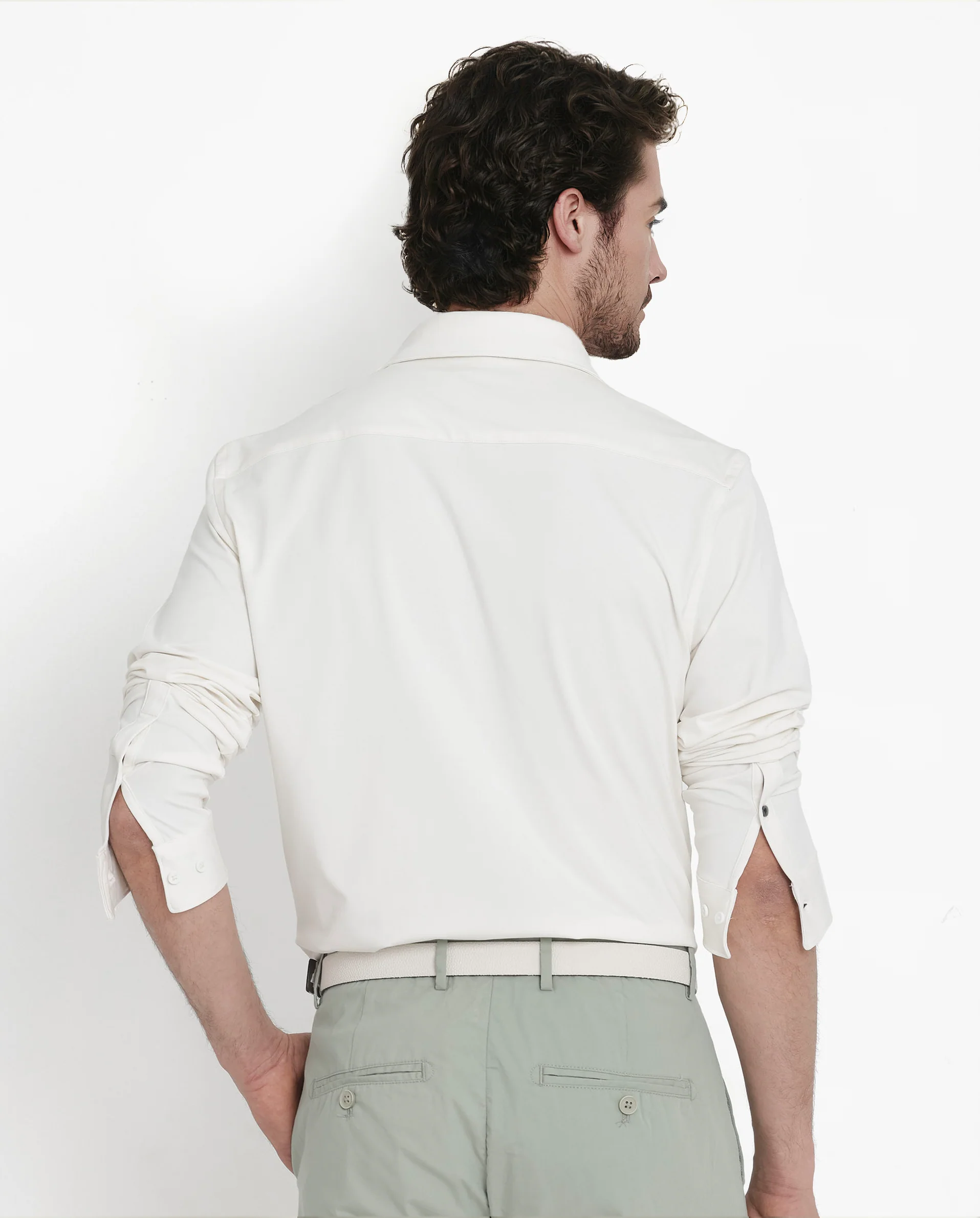 Rare Rabbit Men's Flyknit Off White Cotton Plain Regular Fit Full Sleeve Collared Shirt - Image 9