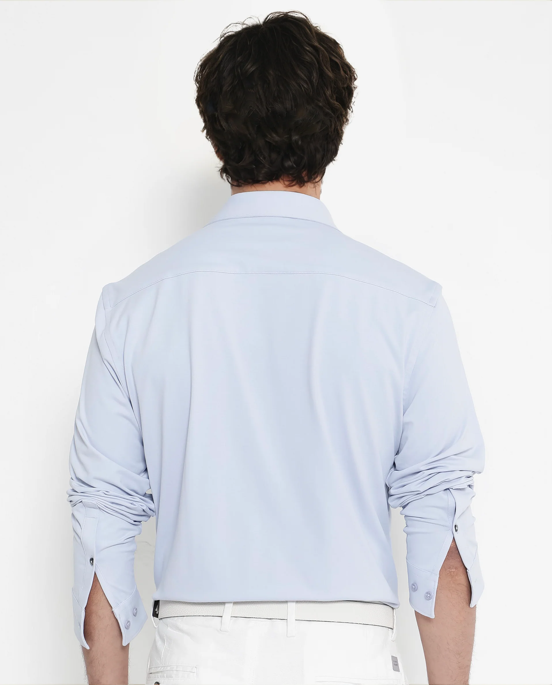 Rare Rabbit Men's Flyknit Pastel Blue Cotton Plain Regular Fit Full Sleeve Collared Shirt - Image 8