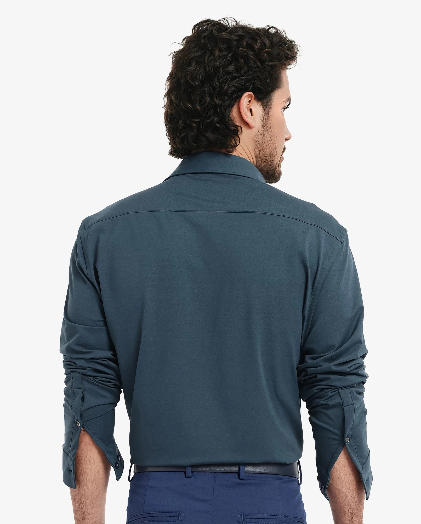 Rare Rabbit Men's Flyknit Teal Cotton Plain Regular Fit Full Sleeve Collared Shirt - Image 7
