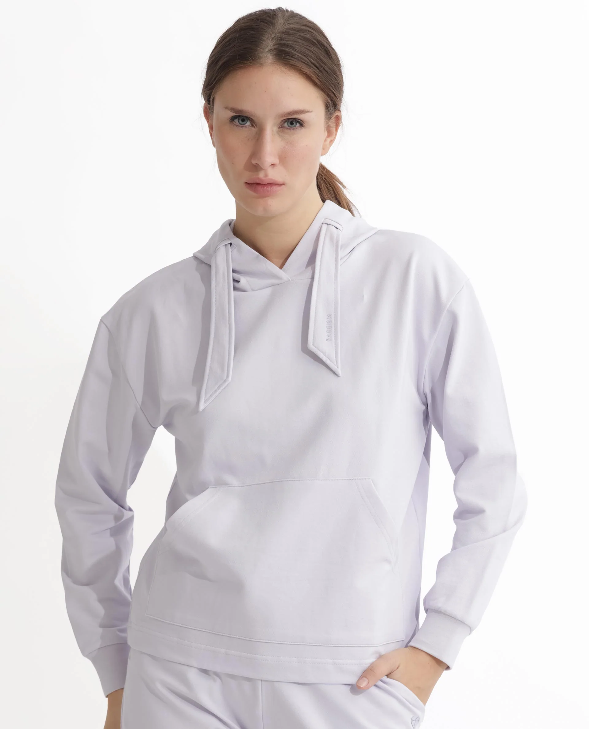 Rareism Women's Flynn Pastel Purple Cotton Blend Hooded Plain Regular Fit Sweatshirt - Image 10