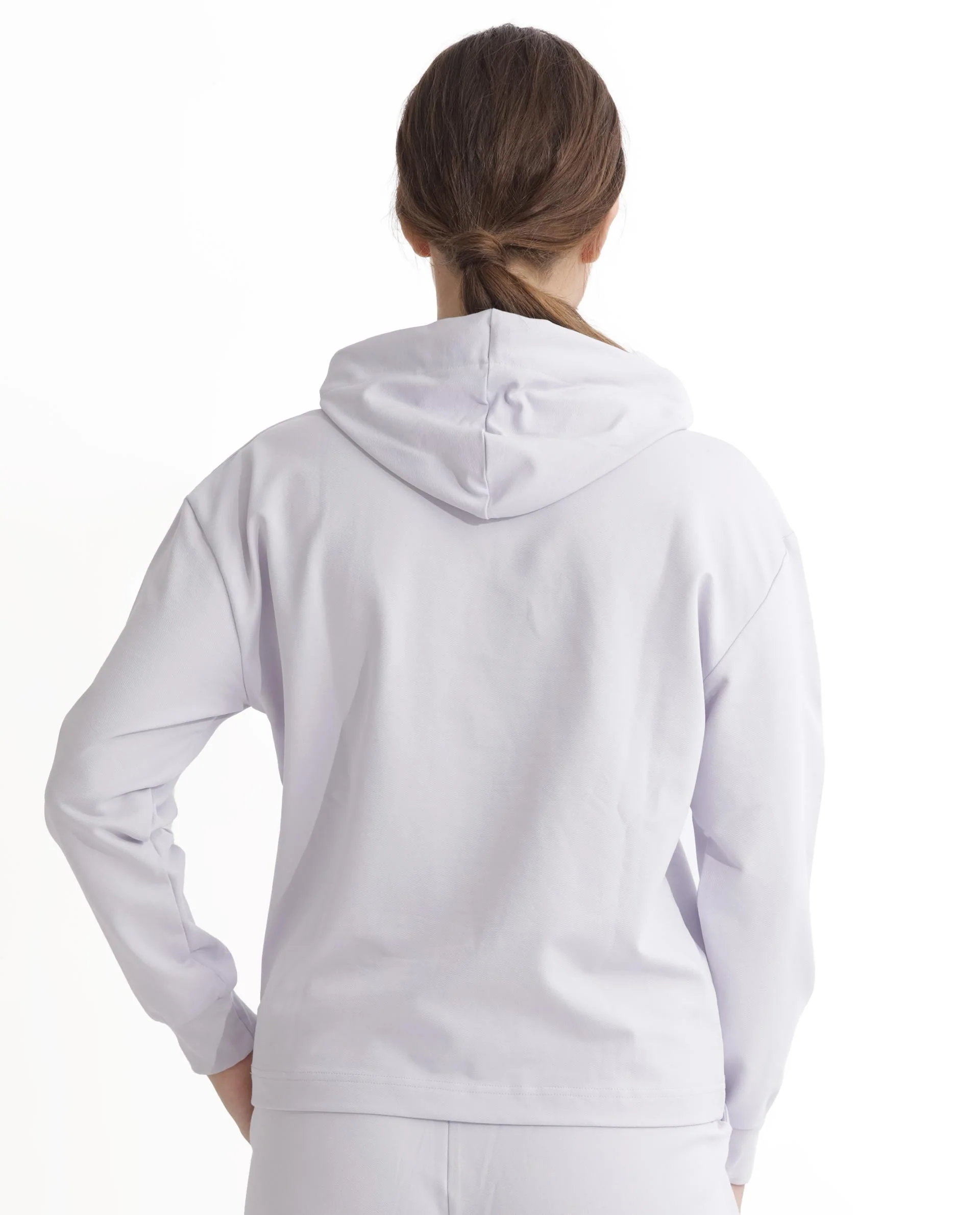 Rareism Women's Flynn Pastel Purple Cotton Blend Hooded Plain Regular Fit Sweatshirt - Image 8