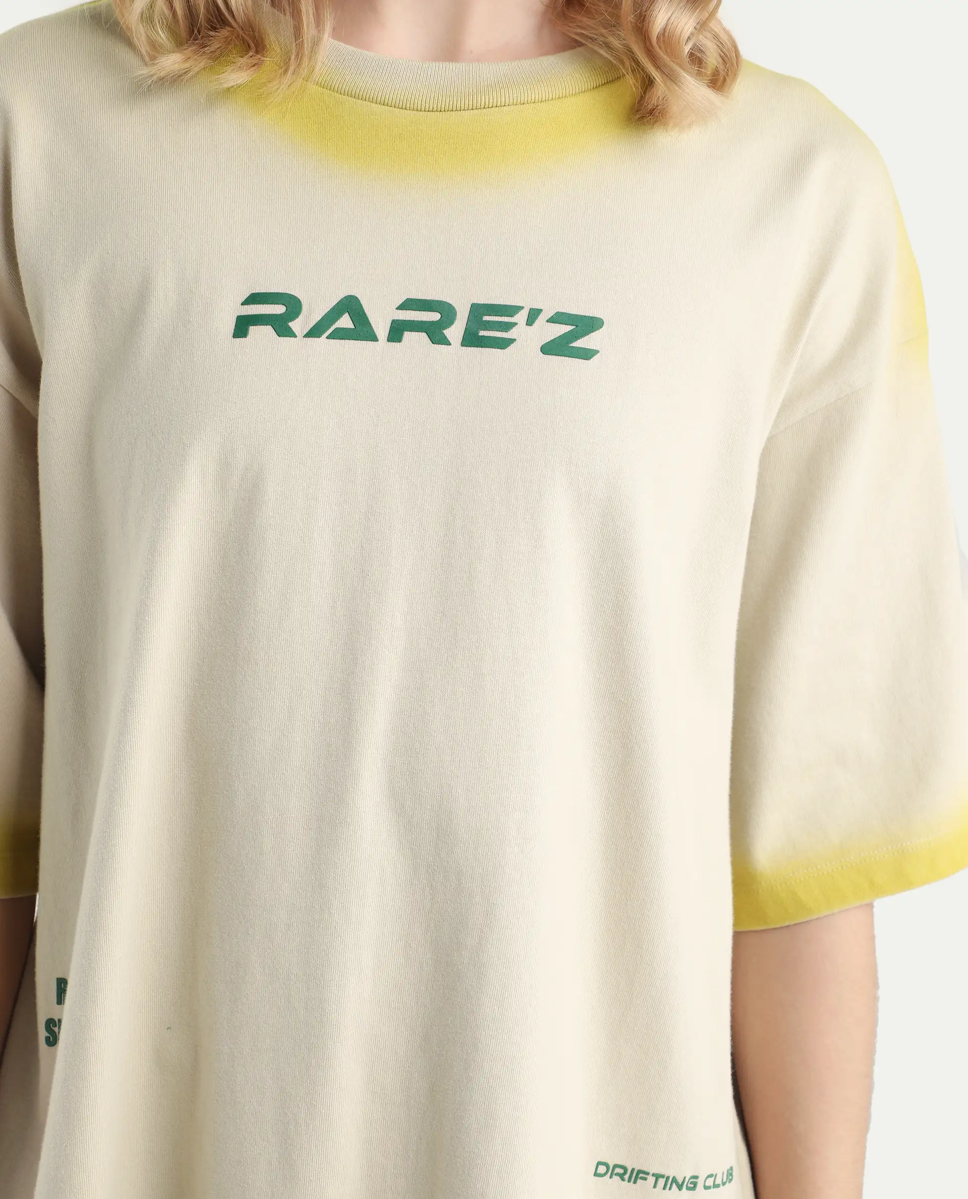 Rareism Women's Foakoe Beige Cotton Graphic Print Oversized T-Shirt - Image 4