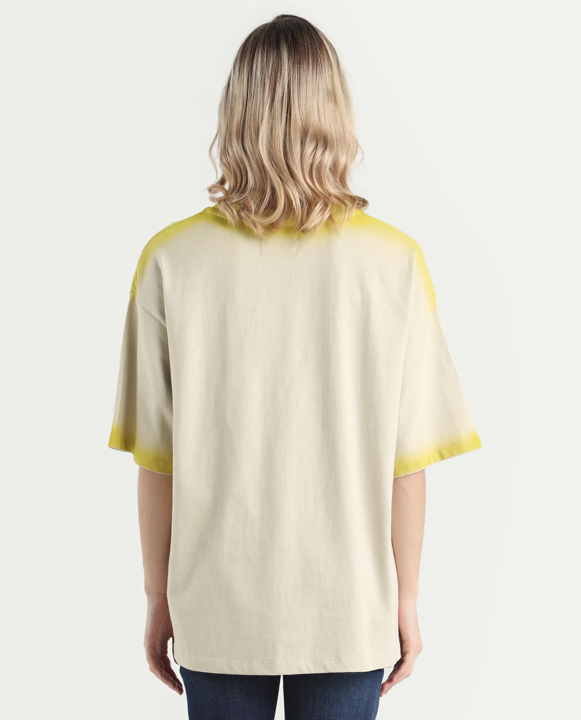 Rareism Women's Foakoe Beige Cotton Graphic Print Oversized T-Shirt - Image 7