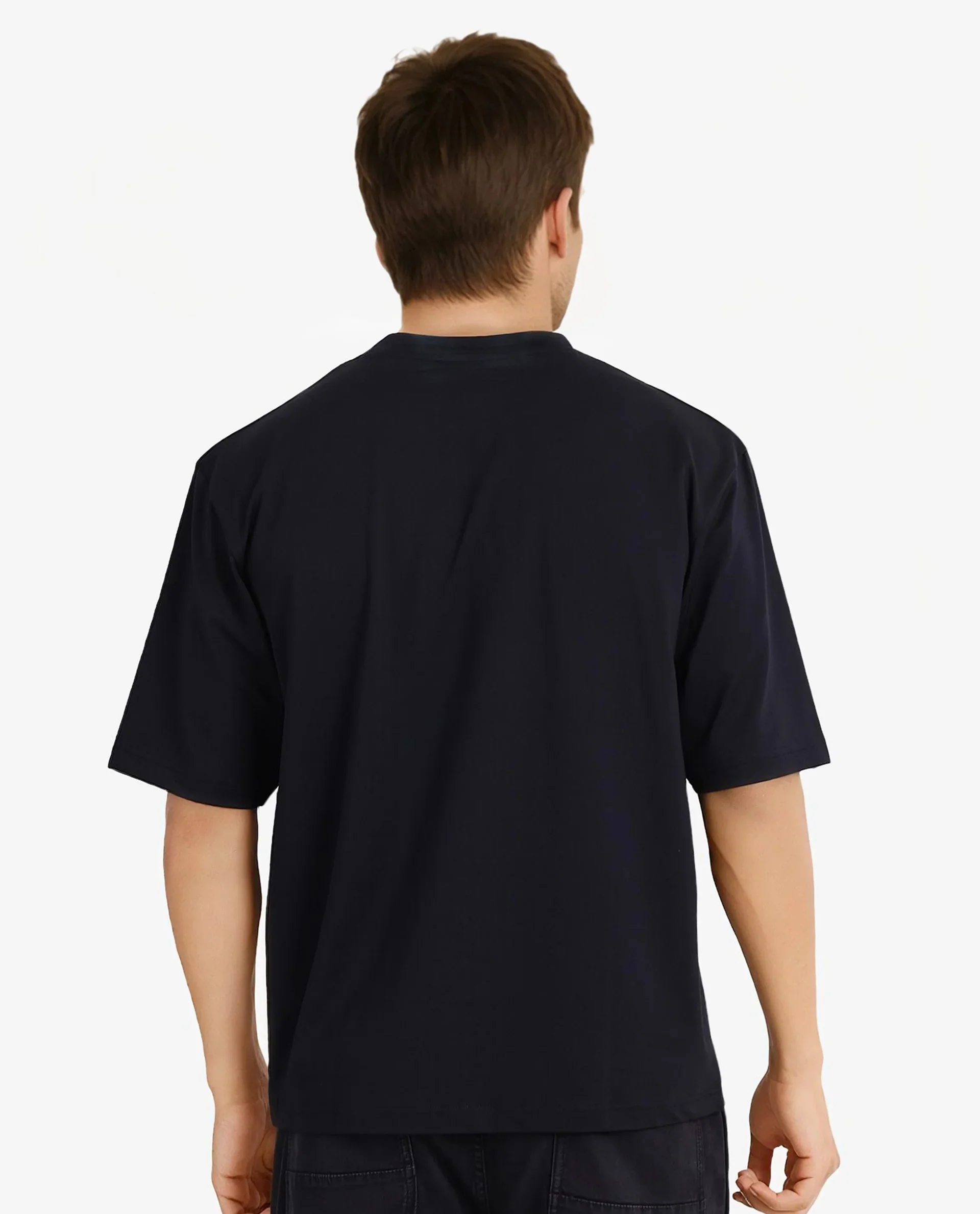 Rare Rabbit Men's Fobo Navy Cotton Blend Monogram Print Regular Fit Half Sleeve Crew Neck T-Shirt - Image 7