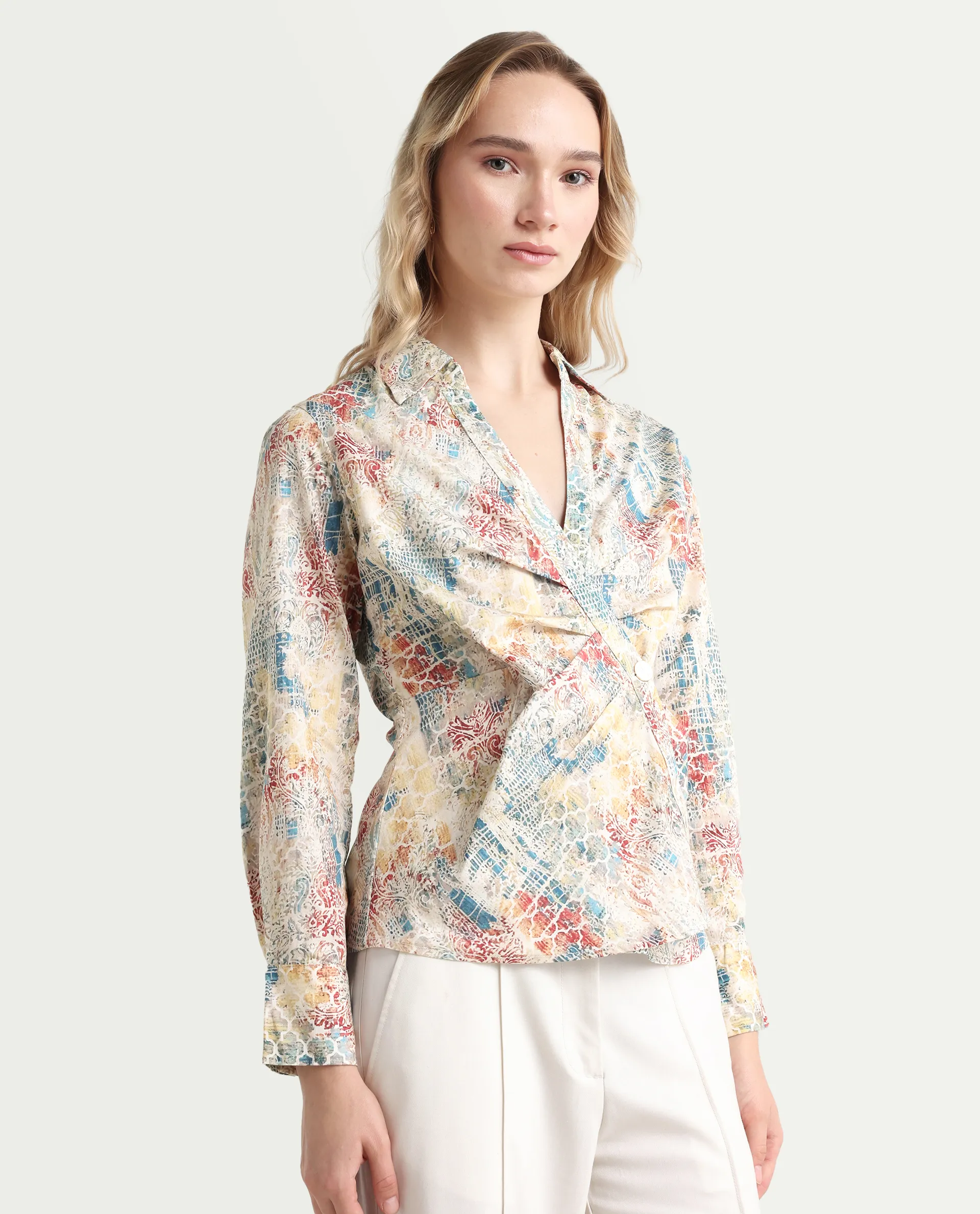 Rareism Women's Foggia Multi Rayon Spread Collar Floral Print Mini Fit And Flare Dress - Image 6