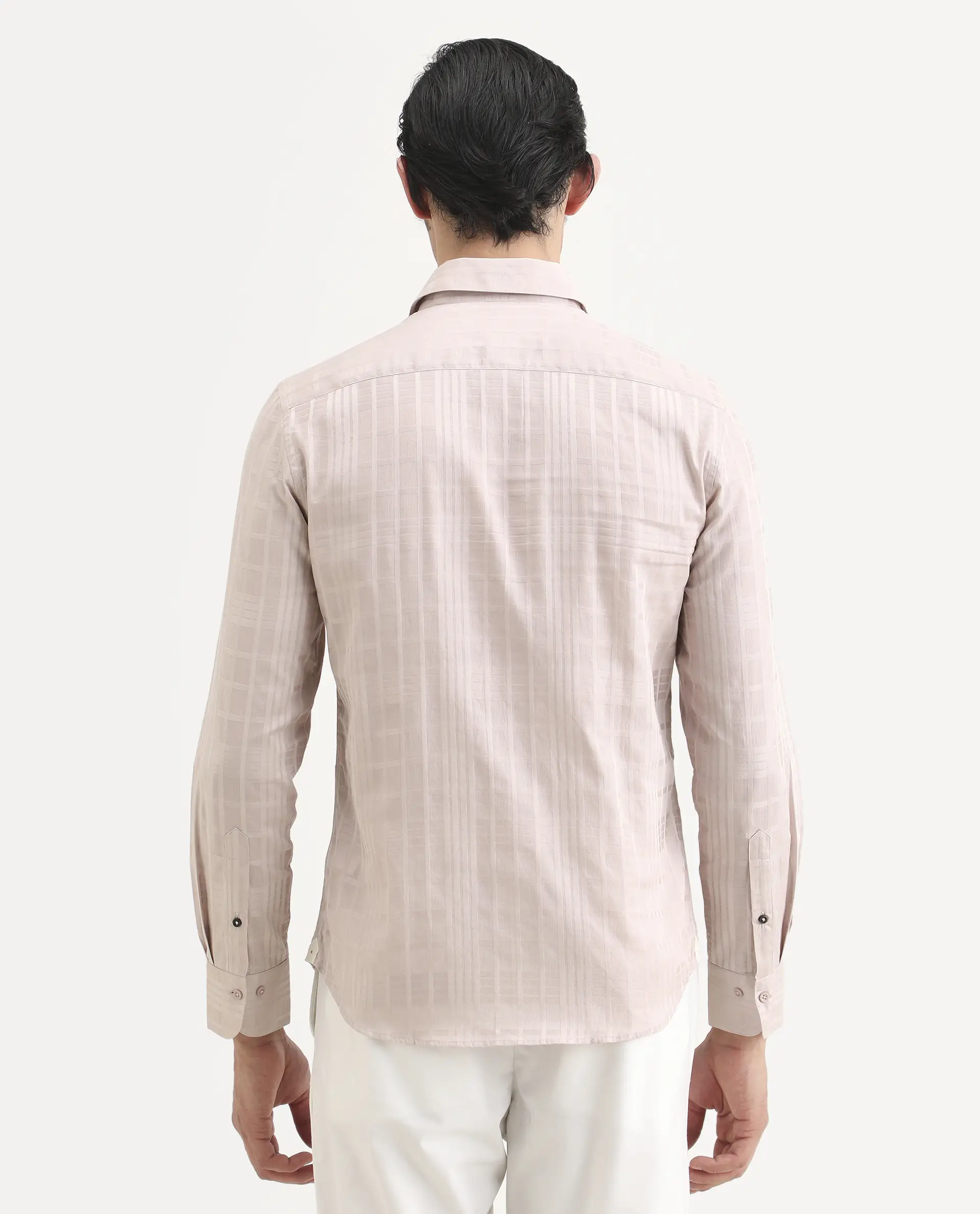 Rare Rabbit Men's Ford Dusky Pink Cotton Fabric Full Sleeve Spread Collar Regular Fit Checked Shirt - Image 7