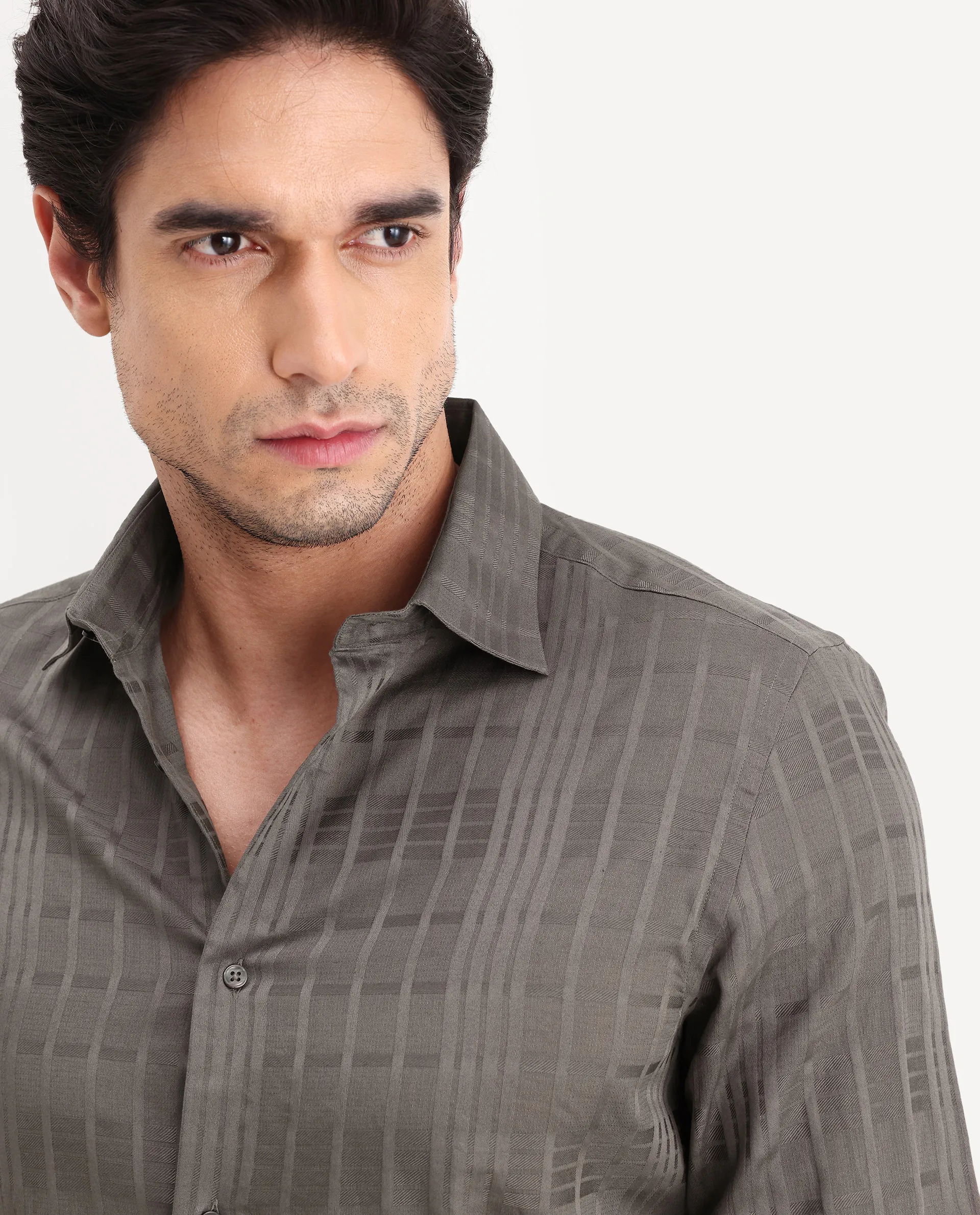 Rare Rabbit Men's Ford Light Brown Cotton Fabric Full Sleeve Spread Collar Regular Fit Checked Shirt - Image 3