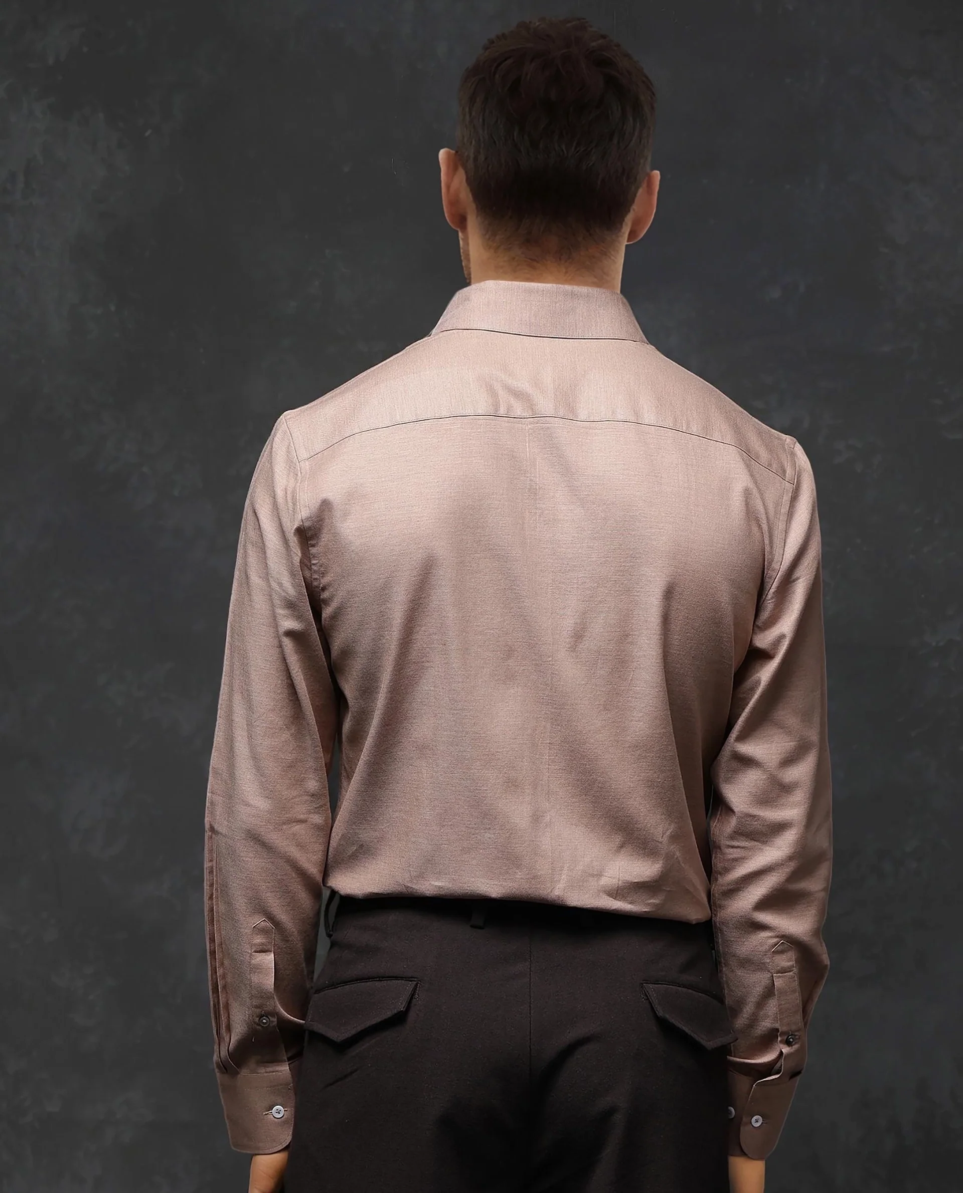 Rare Rabbit Men's Forde Dusky Peach Cotton Plain Regular Fit Full Sleeve Collared Shirt - Image 10